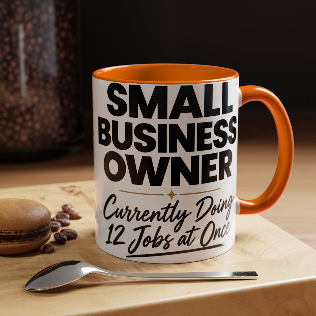 Small Business Owner Mug | “Currently Doing 12 Jobs at Once” Funny Entrepreneur Coffee Cup