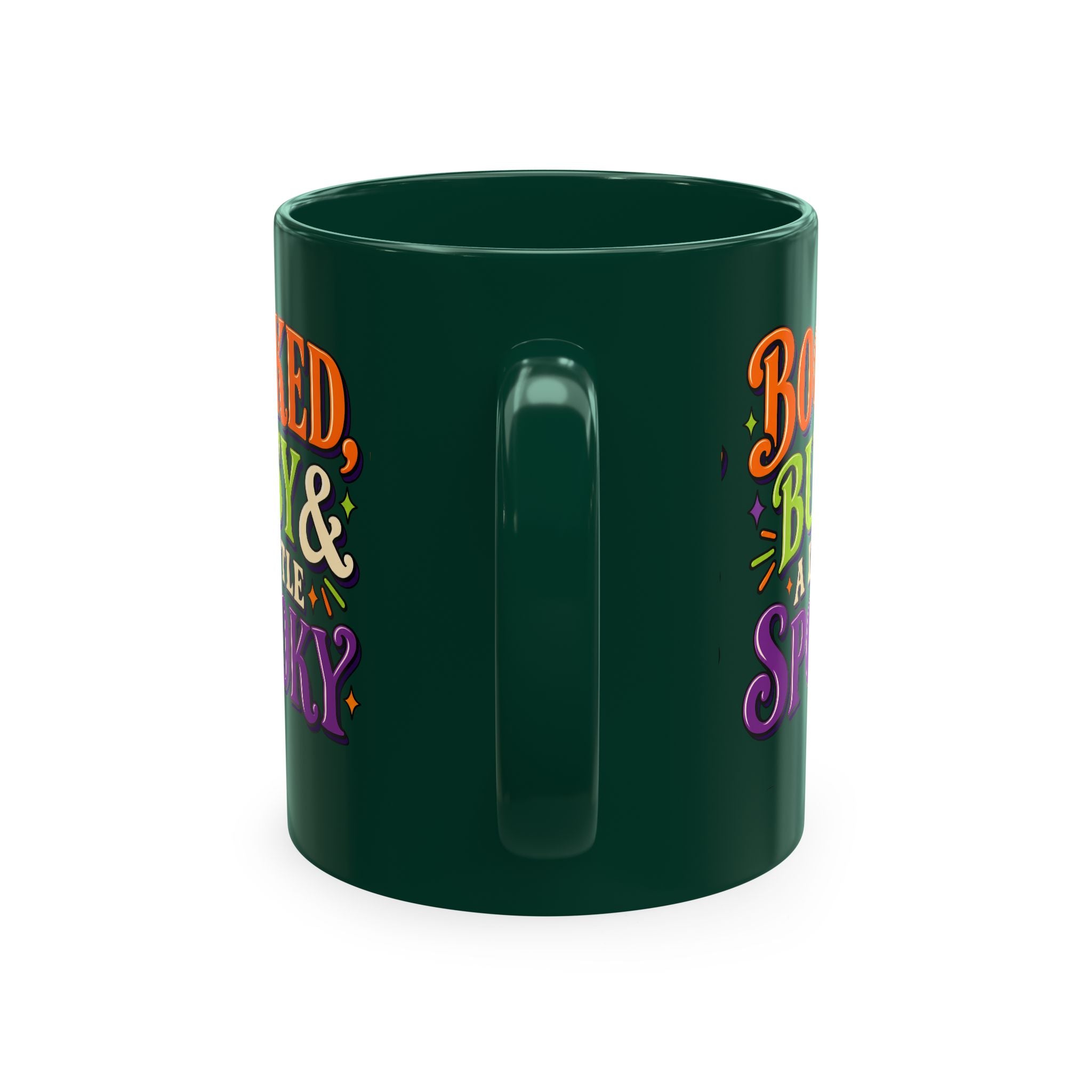 Booked, Busy & a Little Spooky Mug — Halloween Book Lover Coffee Cup