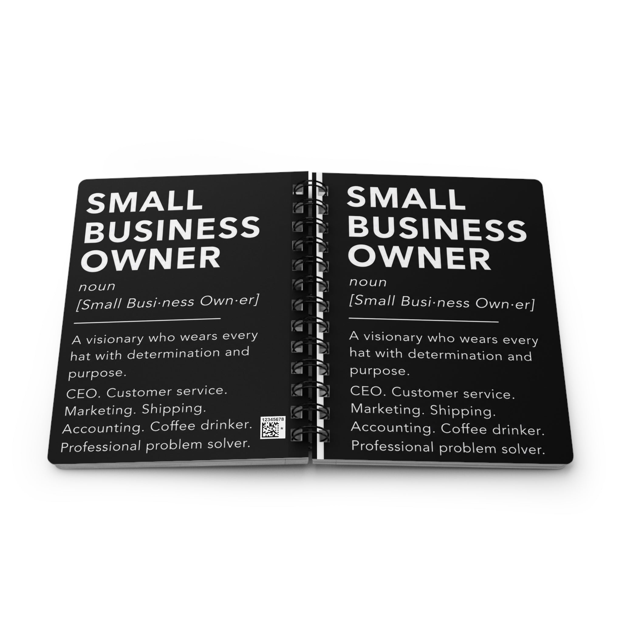 Small Business Owner Definition Spiral Notebook | Entrepreneur Journal | CEO Notebook | Minimalist Business Planner | Black & White Success Journal