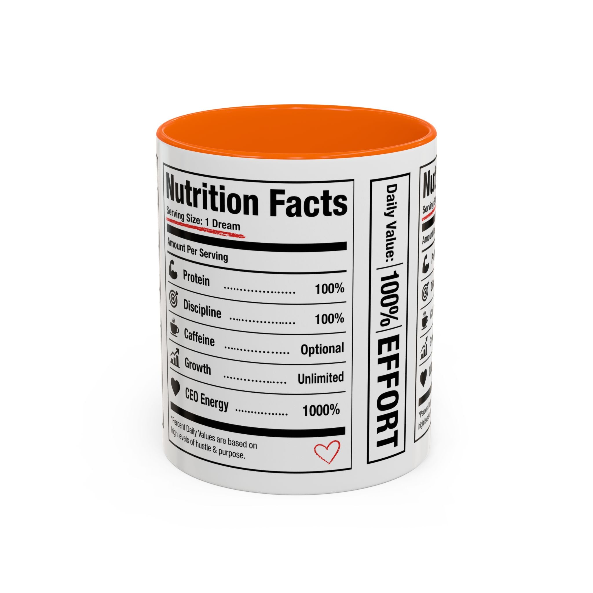 Entrepreneur Nutrition Facts Accent Coffee Mug | CEO Motivation Coffee Cup (11oz, 15oz)