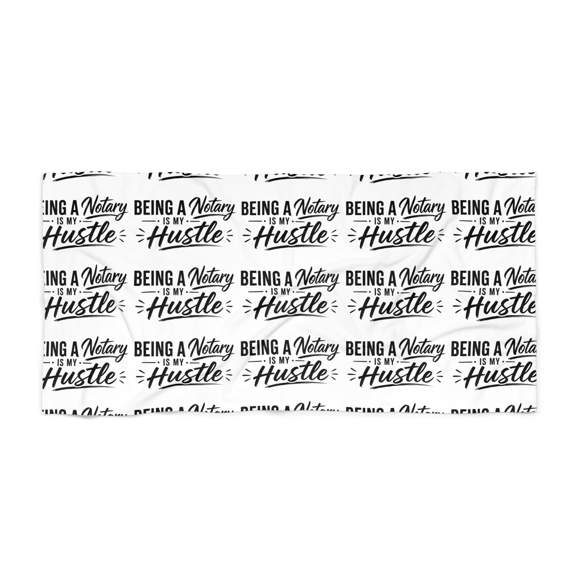 Being a Notary Is My Hustle Beach Towel | Funny Notary Public Gift | Black & White Summer Pool Towel