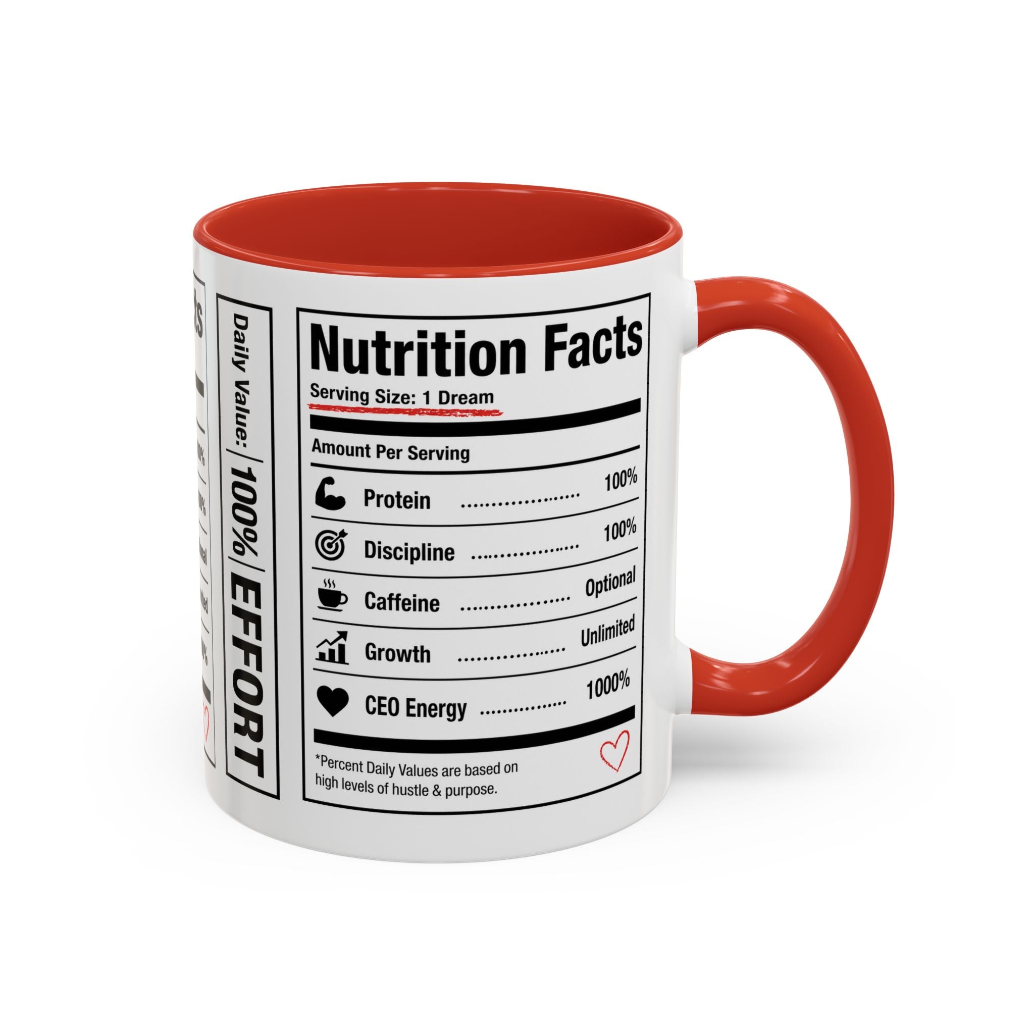 Entrepreneur Nutrition Facts Accent Coffee Mug | CEO Motivation Coffee Cup (11oz, 15oz)