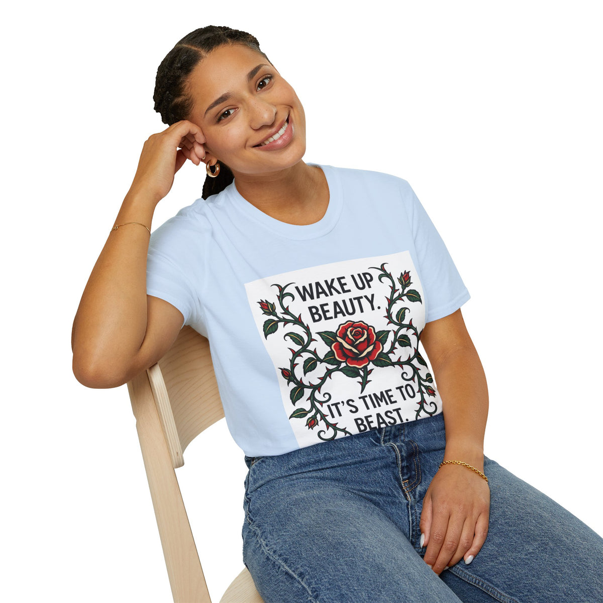 Wake Up Beauty, It’s Time to Beast Tee — Rose & Thorn Graphic Shirt