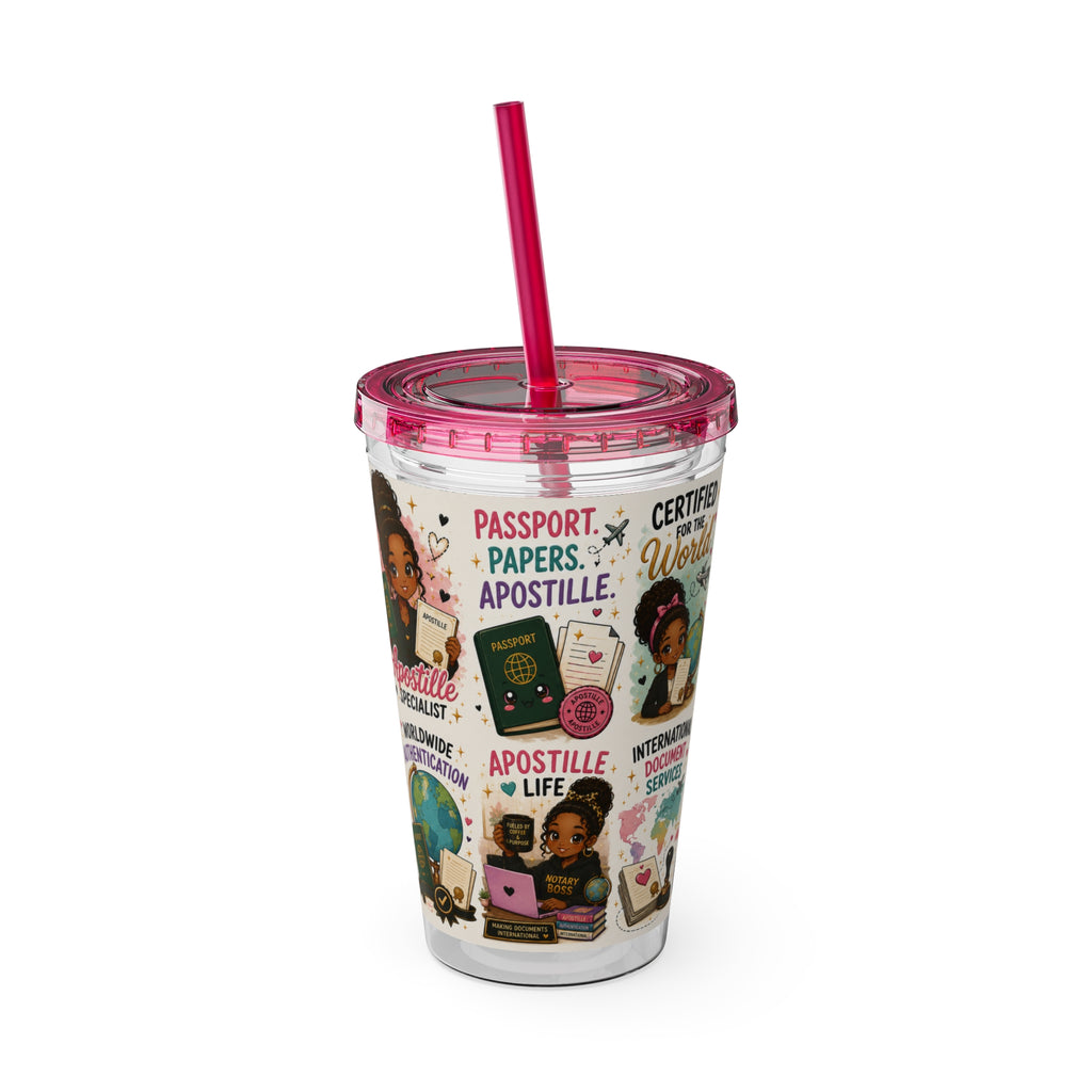 16 oz Acrylic Tumbler – Apostille Specialist Travel Collection | Double-Wall Notary Cup with Straw