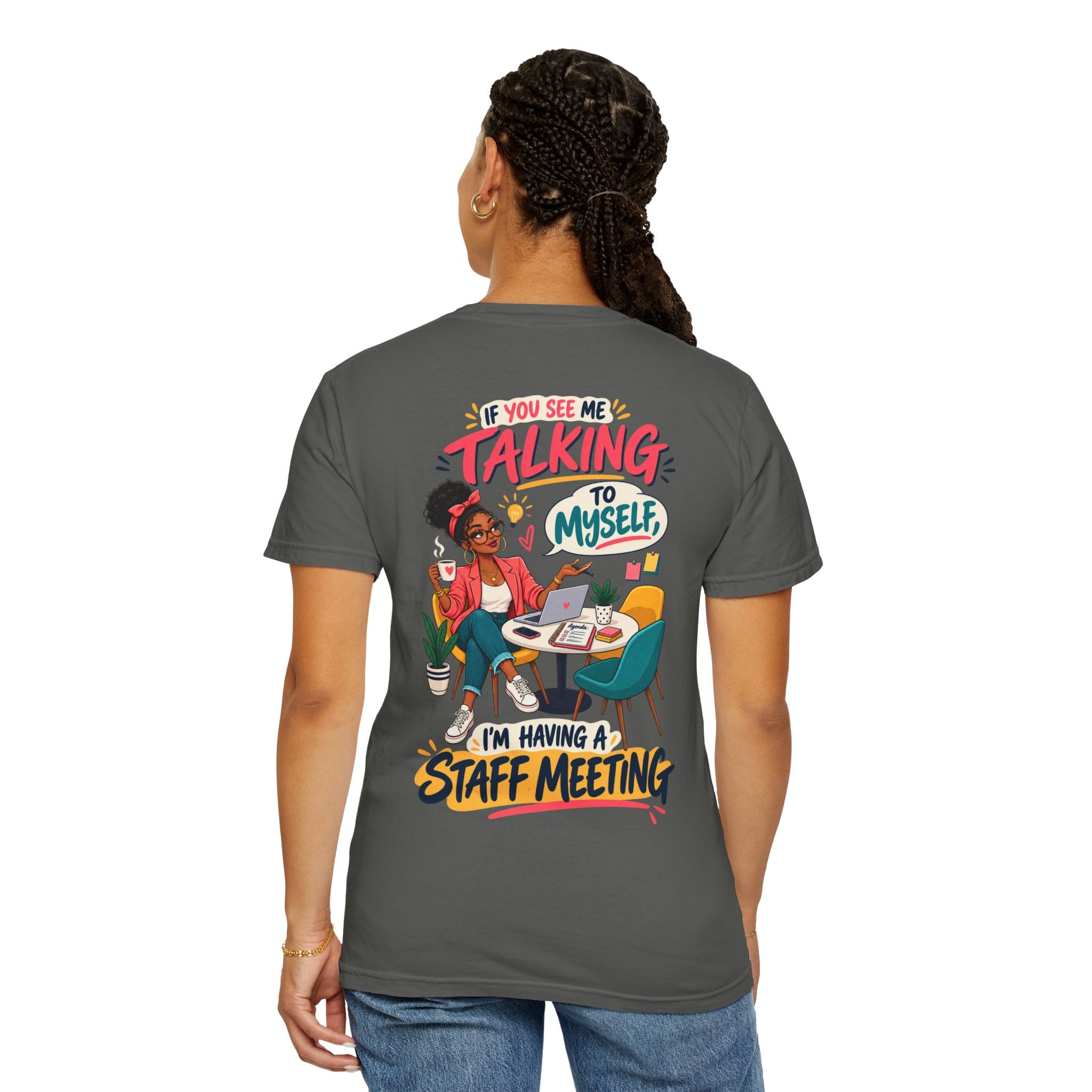 Funny Small Business Owner T-Shirt — “If You See Me Talking to Myself” Staff Meeting Graphic Tee