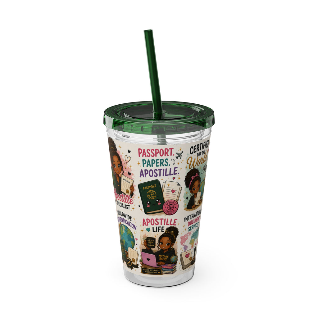 16 oz Acrylic Tumbler – Apostille Specialist Travel Collection | Double-Wall Notary Cup with Straw