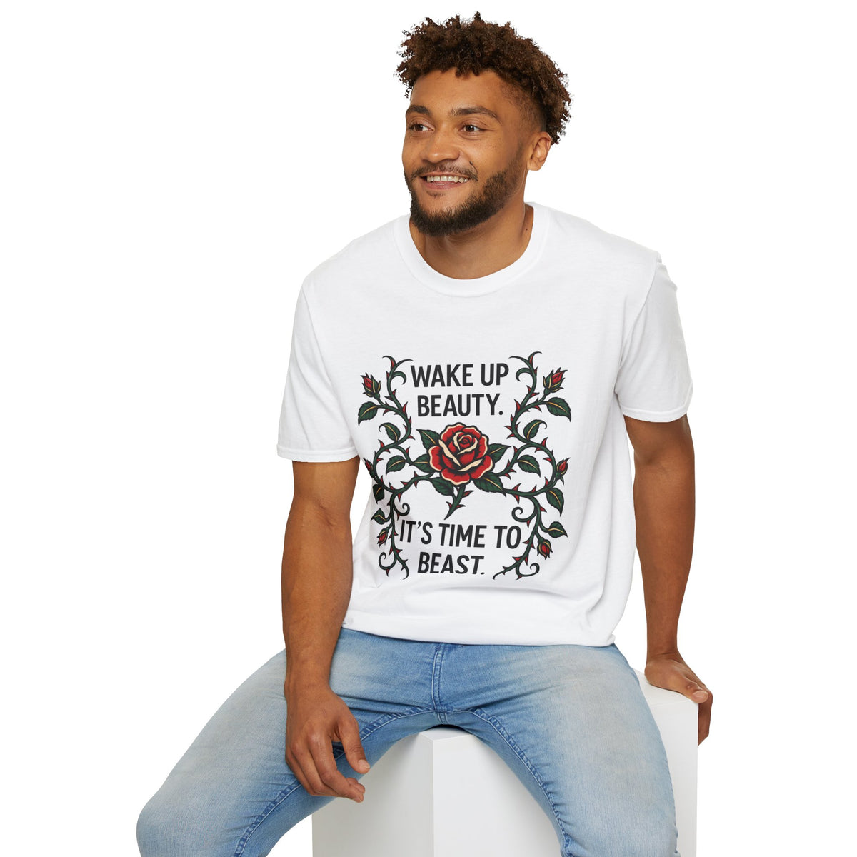 Wake Up Beauty, It’s Time to Beast Tee — Rose & Thorn Graphic Shirt