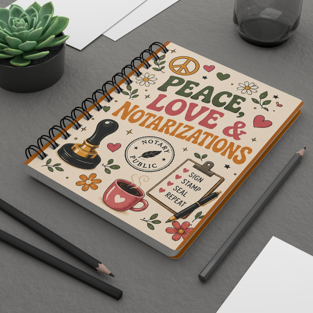 ✌🏽❤️ Peace, Love & Notarizations Spiral Journal