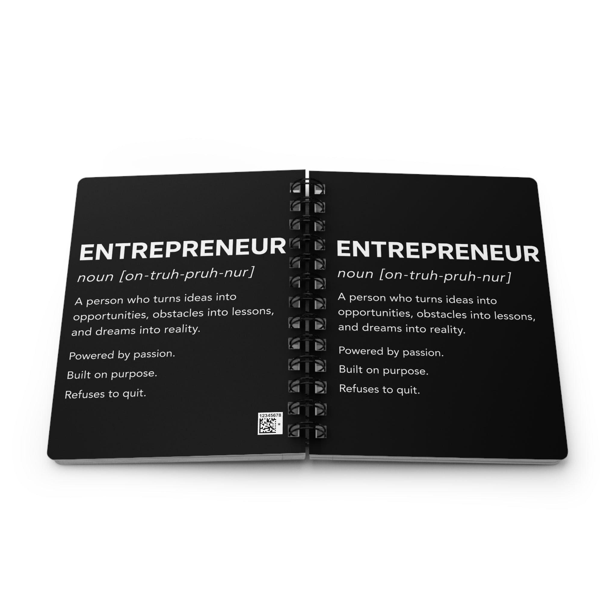 📓 Entrepreneur Definition Spiral Journal | Minimalist Business Notebook | Entrepreneur Planner | CEO Journal | Black & White Success Notebook