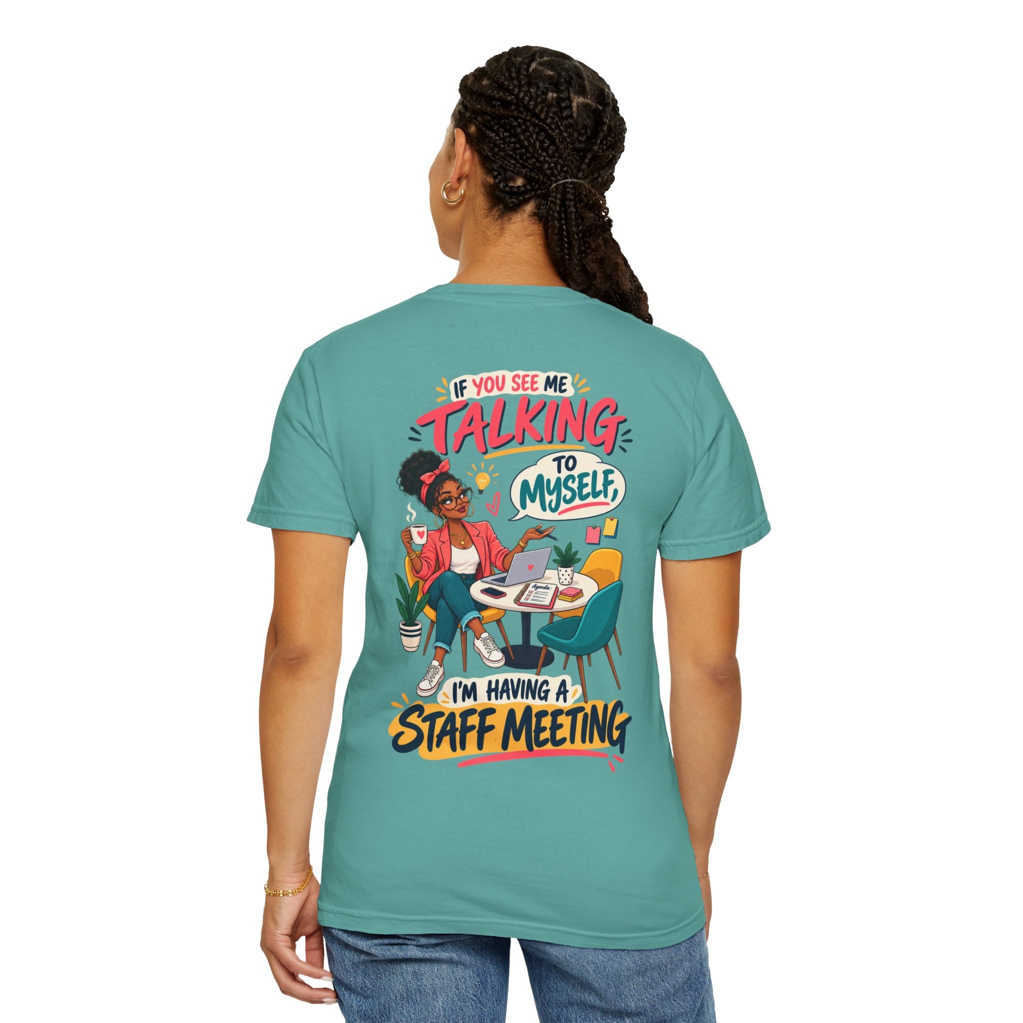 Funny Small Business Owner T-Shirt — “If You See Me Talking to Myself” Staff Meeting Graphic Tee