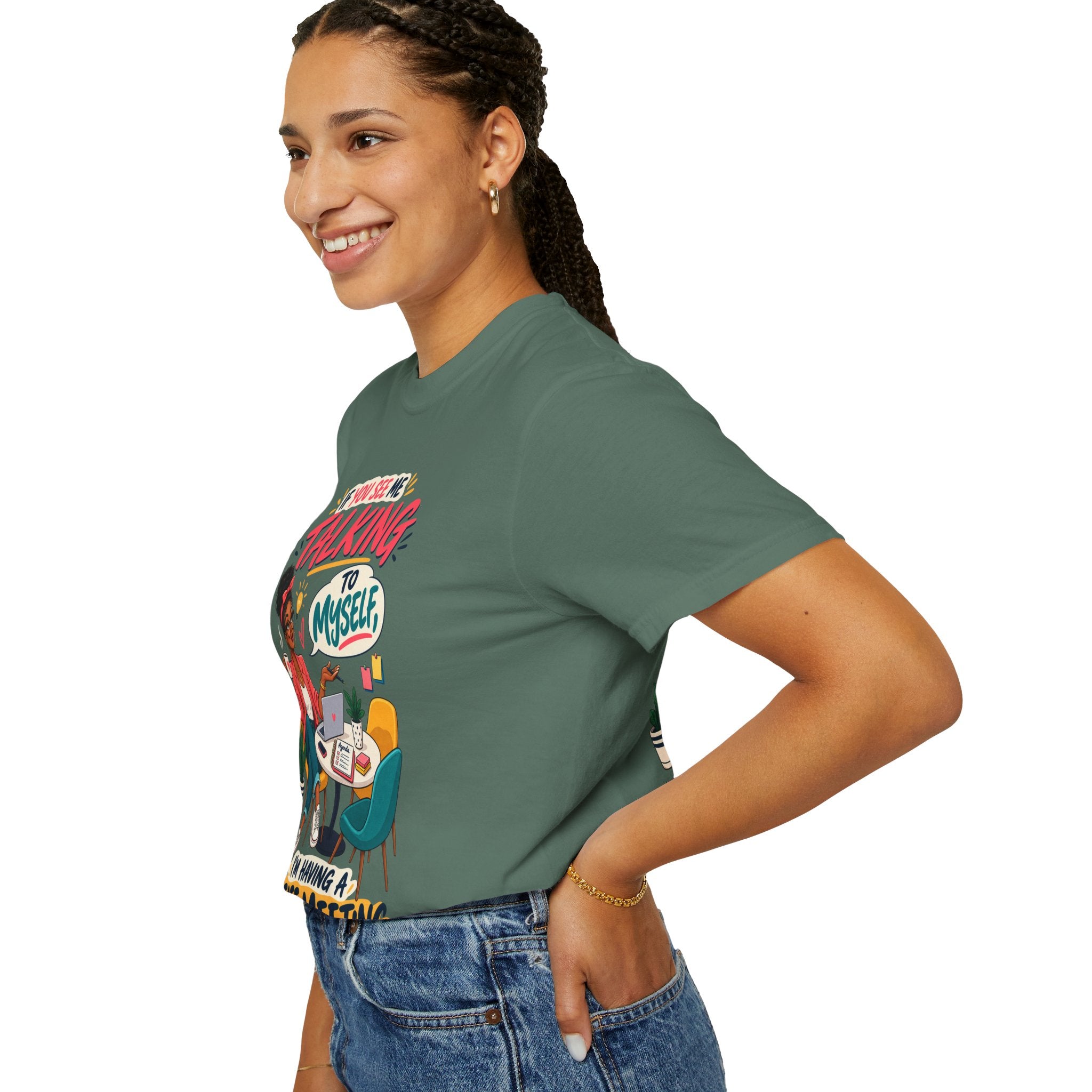 Funny Small Business Owner T-Shirt — “If You See Me Talking to Myself” Staff Meeting Graphic Tee