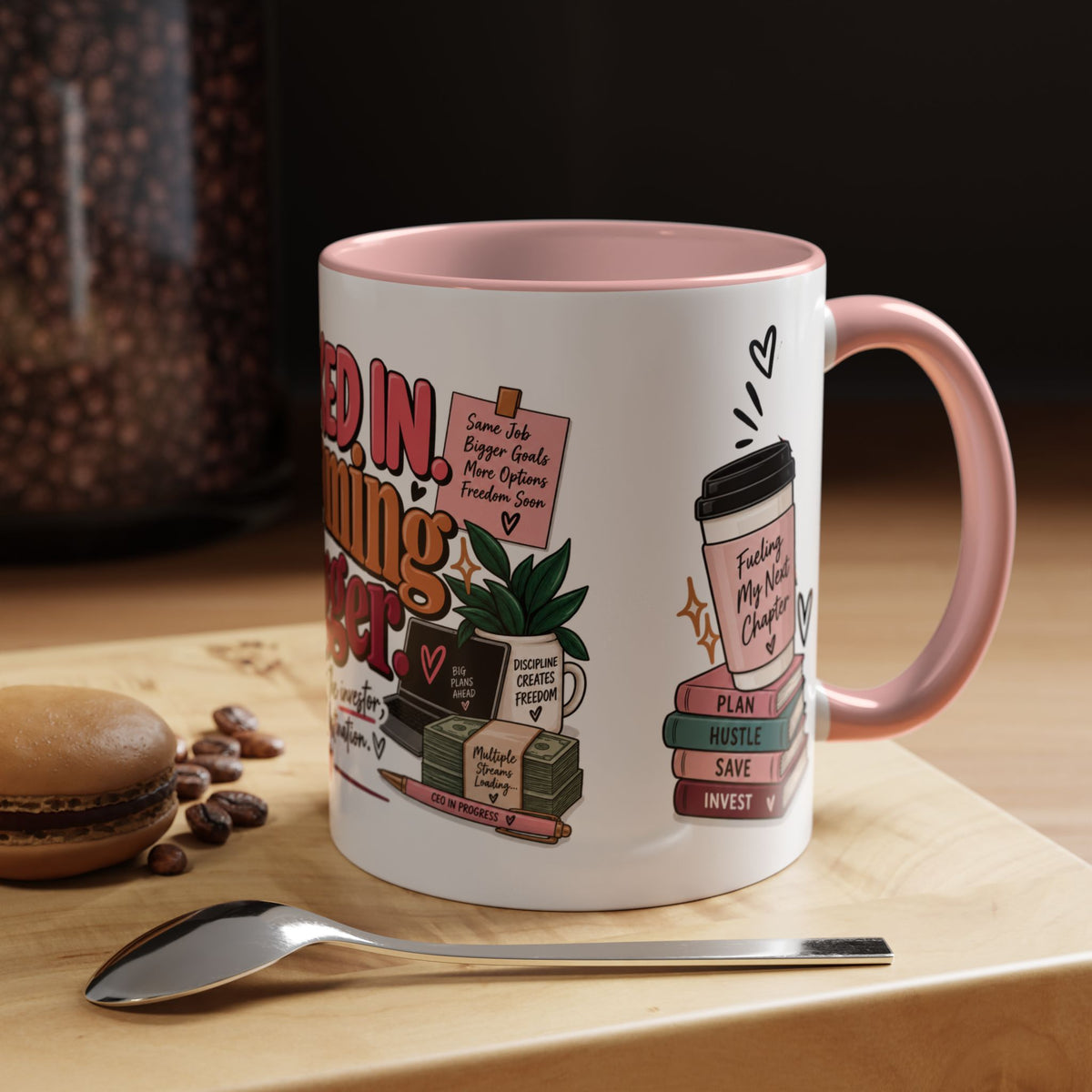 Clocked In, Dreaming Bigger Ceramic Mug — Side Hustle & Entrepreneur Coffee Cup