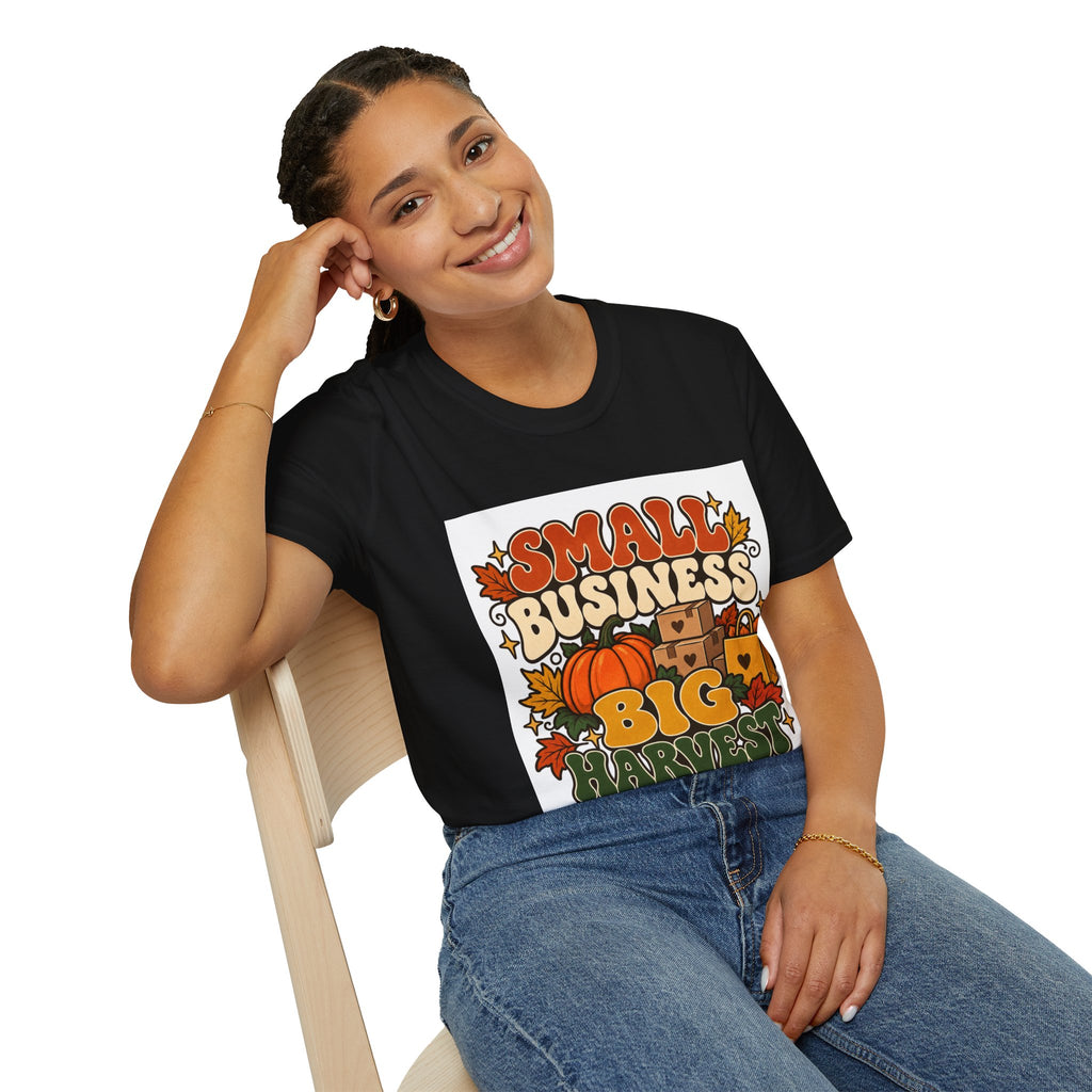 Small Business Big Harvest Graphic T-Shirt — Retro Fall Entrepreneur Tee