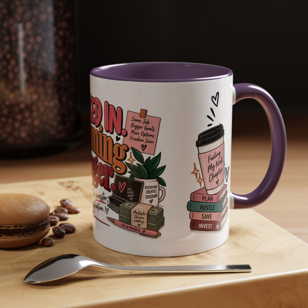 Clocked In, Dreaming Bigger Ceramic Mug — Side Hustle & Entrepreneur Coffee Cup