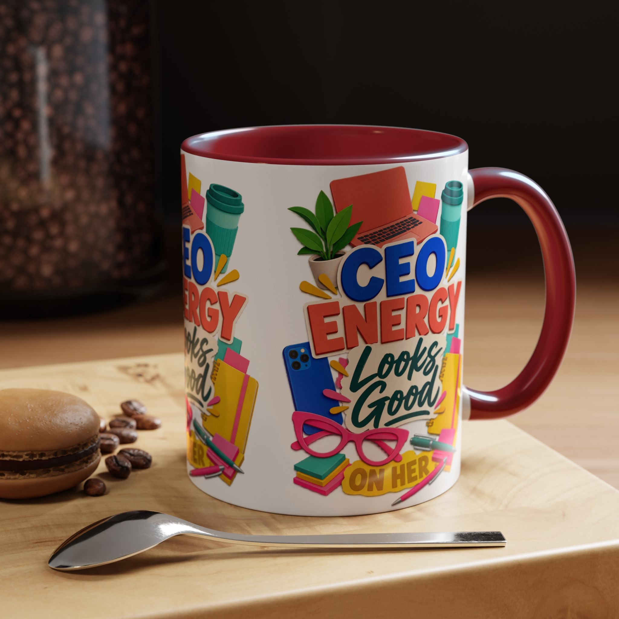 CEO Energy Looks Good on Her Mug | Women in Business Coffee Cup | Female Entrepreneur Gift | Boss Lady Office Mug