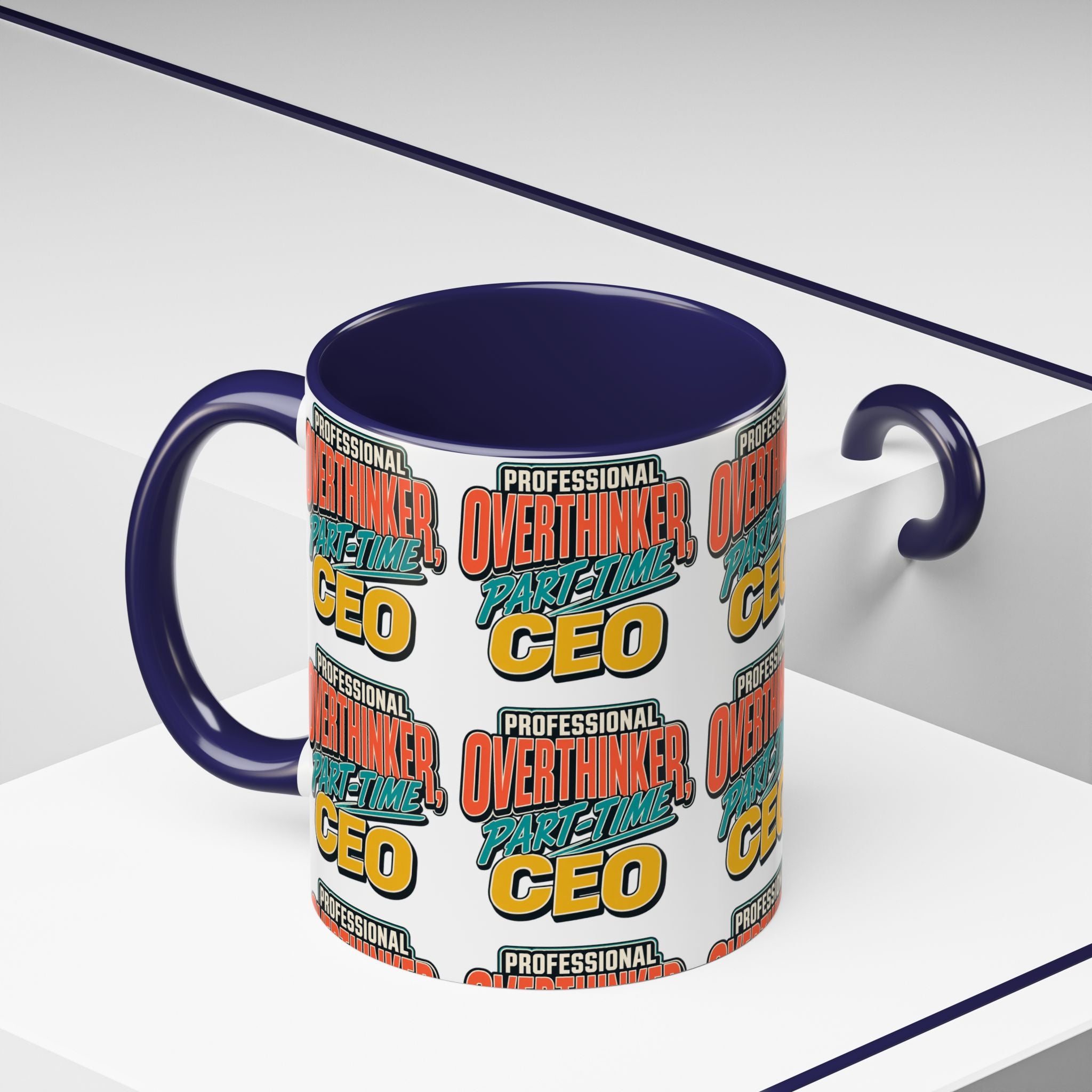 Professional Overthinker Part-Time CEO Mug | Funny Small Business Owner Coffee Cup | Entrepreneur and Side-Hustle Gift