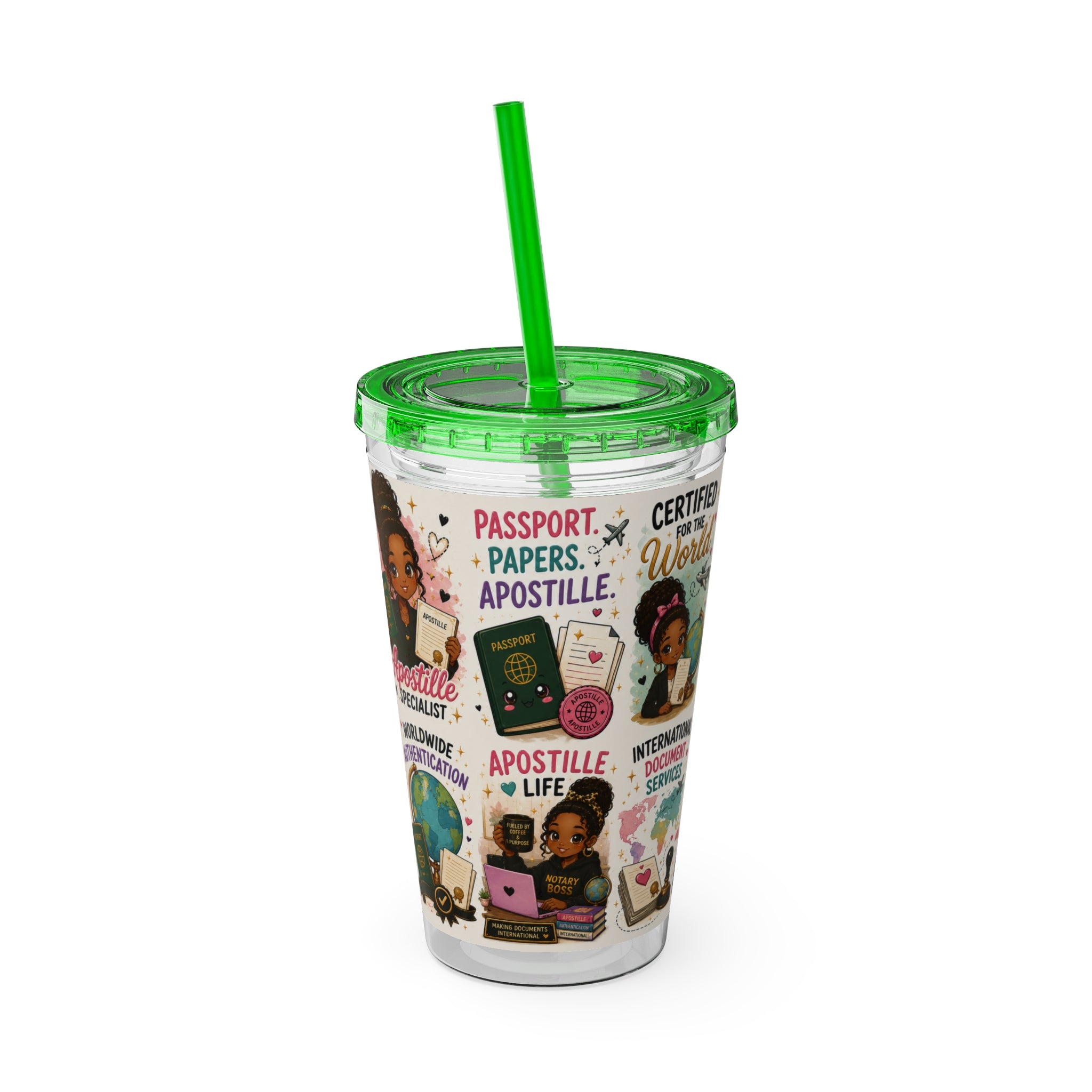 16 oz Acrylic Tumbler – Apostille Specialist Travel Collection | Double-Wall Notary Cup with Straw