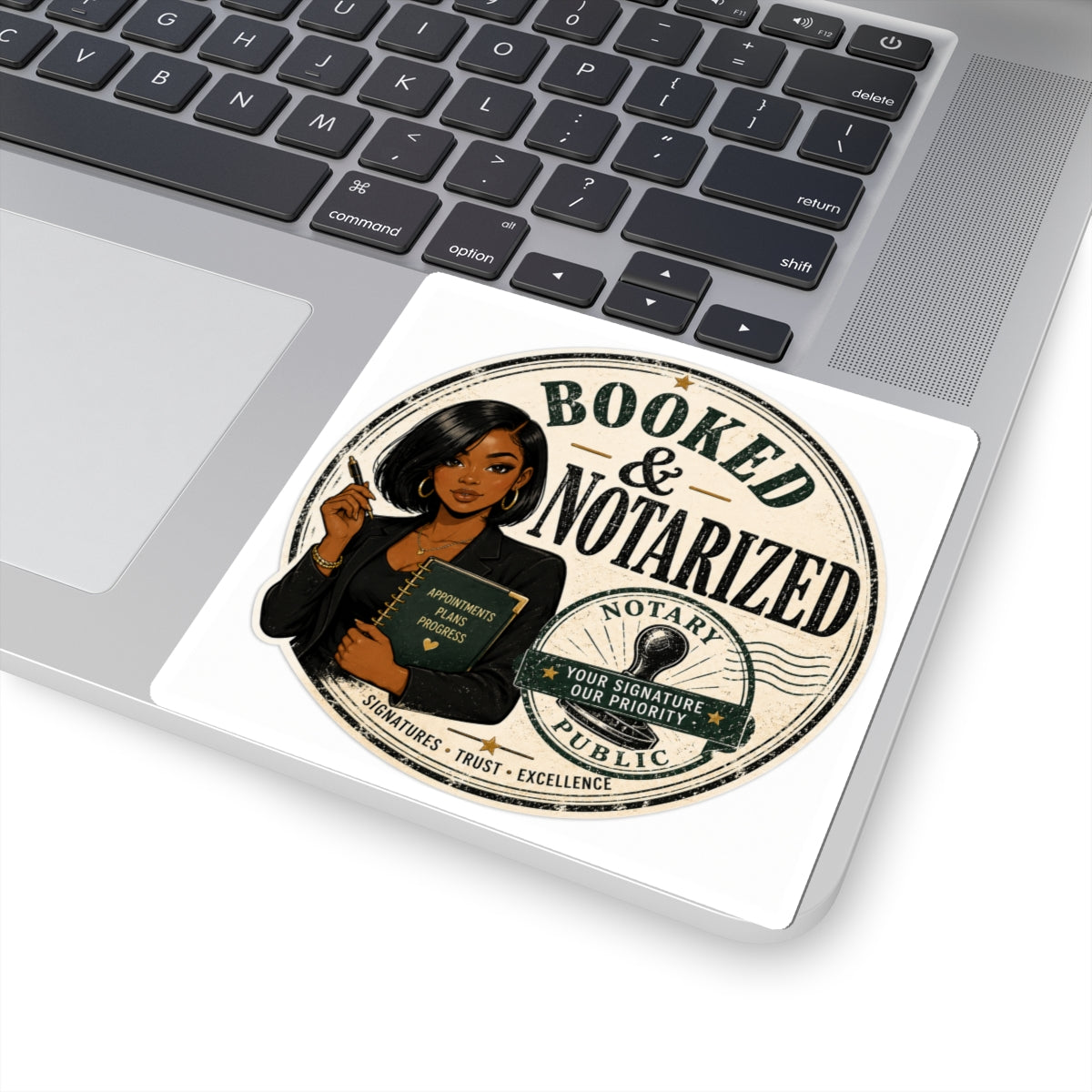 Booked & Notarized Vintage Vinyl Sticker | Professional Notary Public Sticker | Business Owner Decal | Laptop, Planner & Office Decor