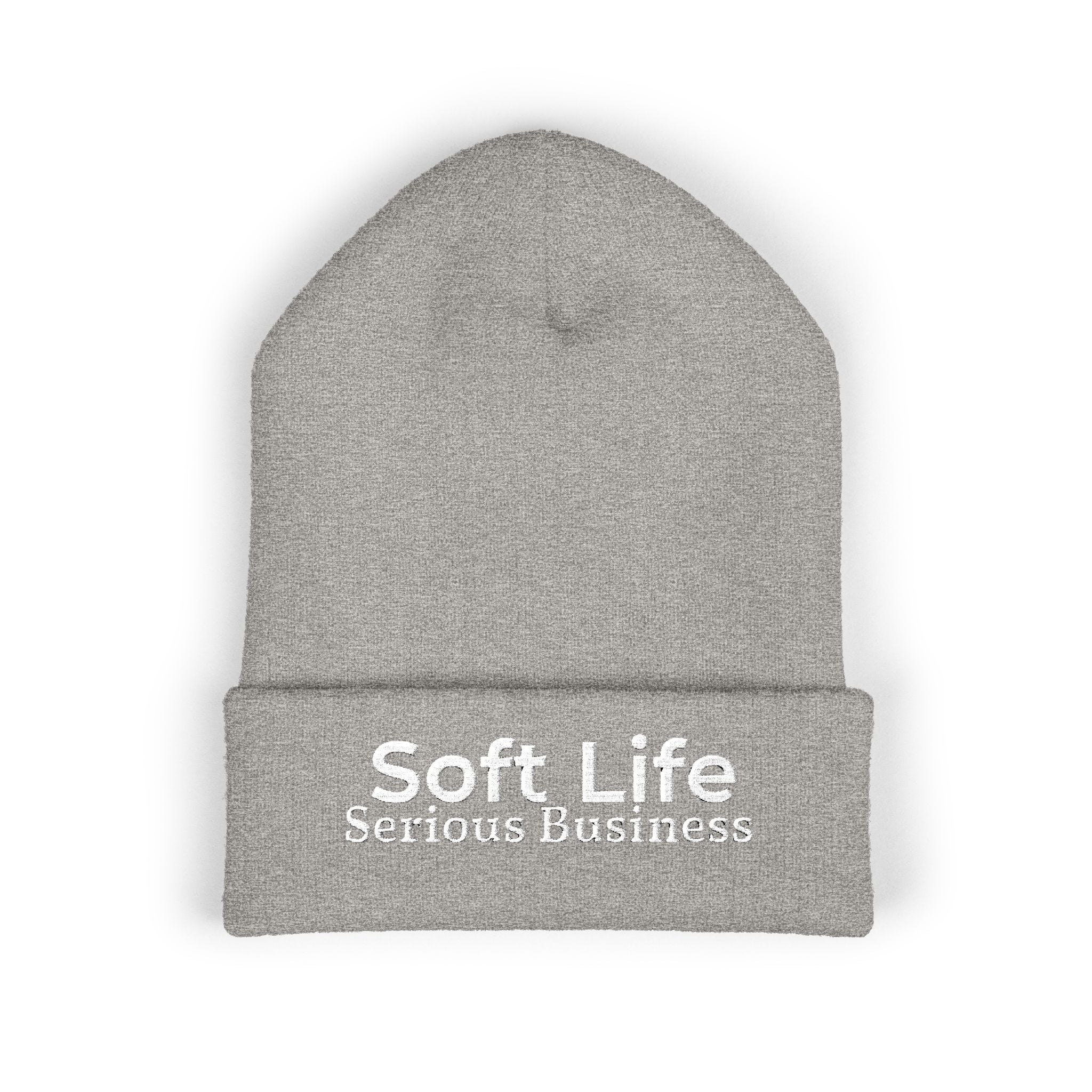 Soft Life. Serious Business. Embroidered Cuffed Beanie | Cozy Entrepreneur Winter Hat
