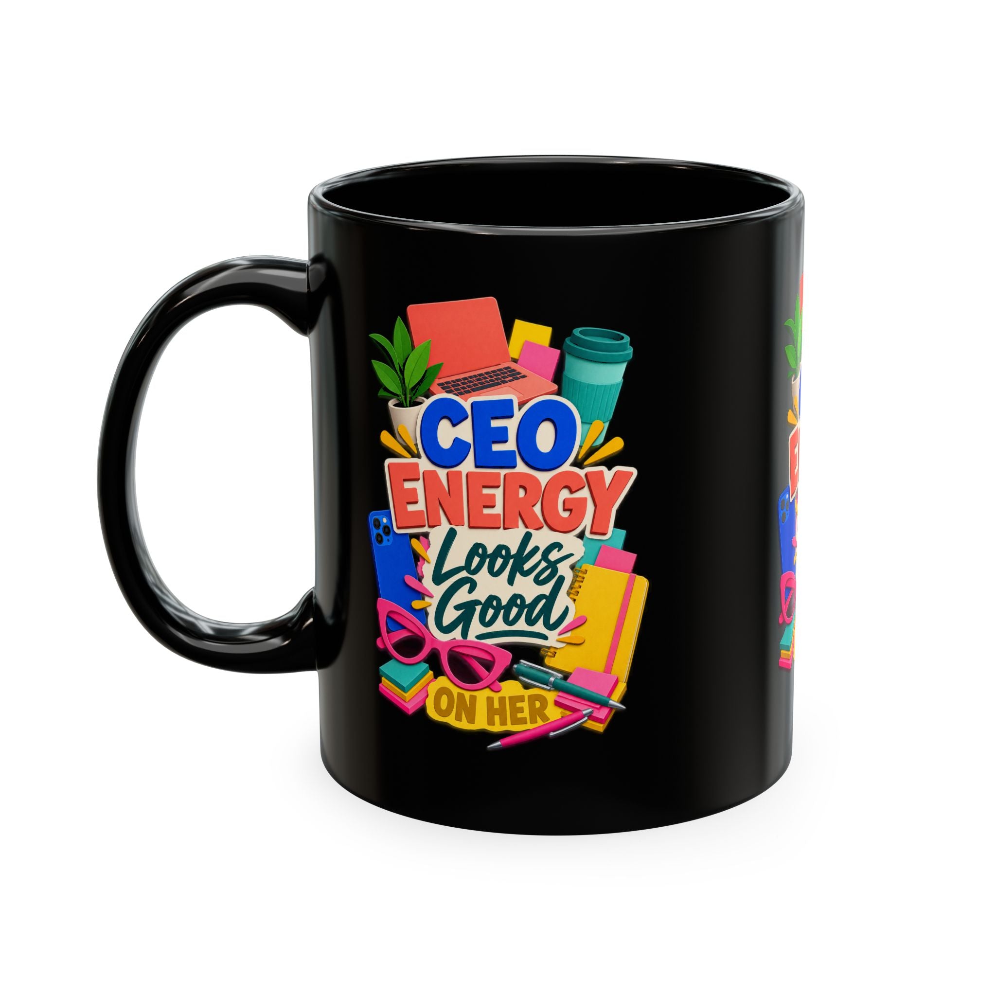 CEO Energy Looks Good on Her Mug | Women in Business Coffee Cup | Female Entrepreneur Gift | Boss Lady Office Mug