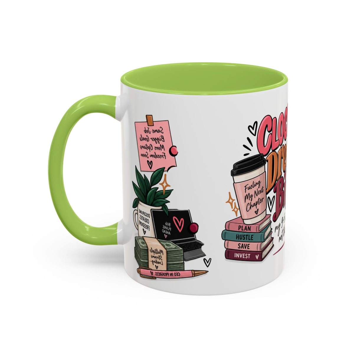Clocked In, Dreaming Bigger Ceramic Mug — Side Hustle & Entrepreneur Coffee Cup