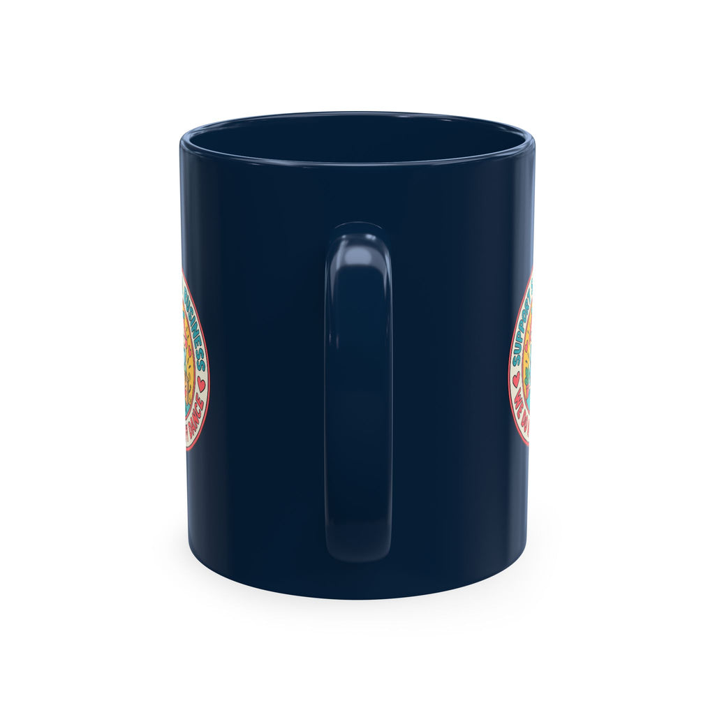 Support Small Business Ceramic Mug — “We Do a Happy Dance” Shop-Small Coffee Cup