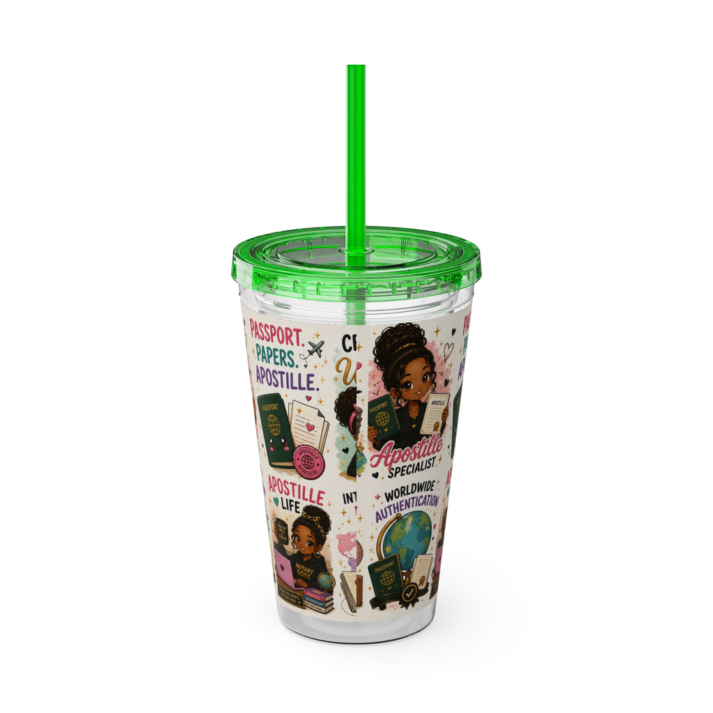 16 oz Acrylic Tumbler – Apostille Specialist Travel Collection | Double-Wall Notary Cup with Straw