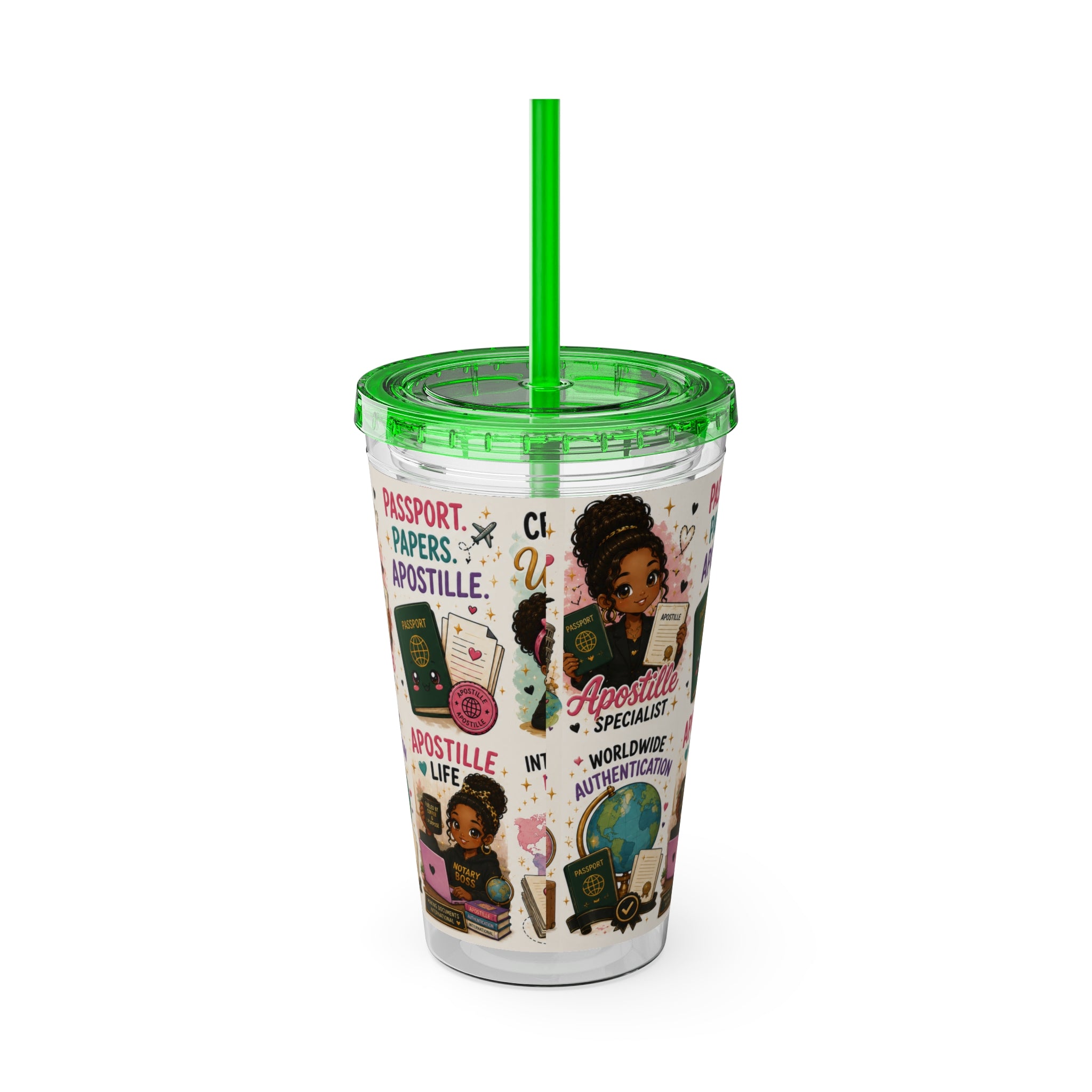 16 oz Acrylic Tumbler – Apostille Specialist Travel Collection | Double-Wall Notary Cup with Straw