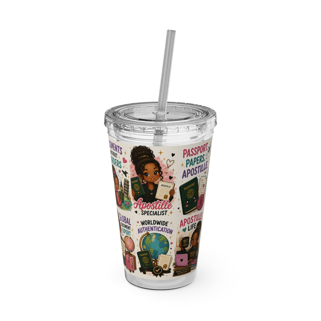 16 oz Acrylic Tumbler – Apostille Specialist Travel Collection | Double-Wall Notary Cup with Straw