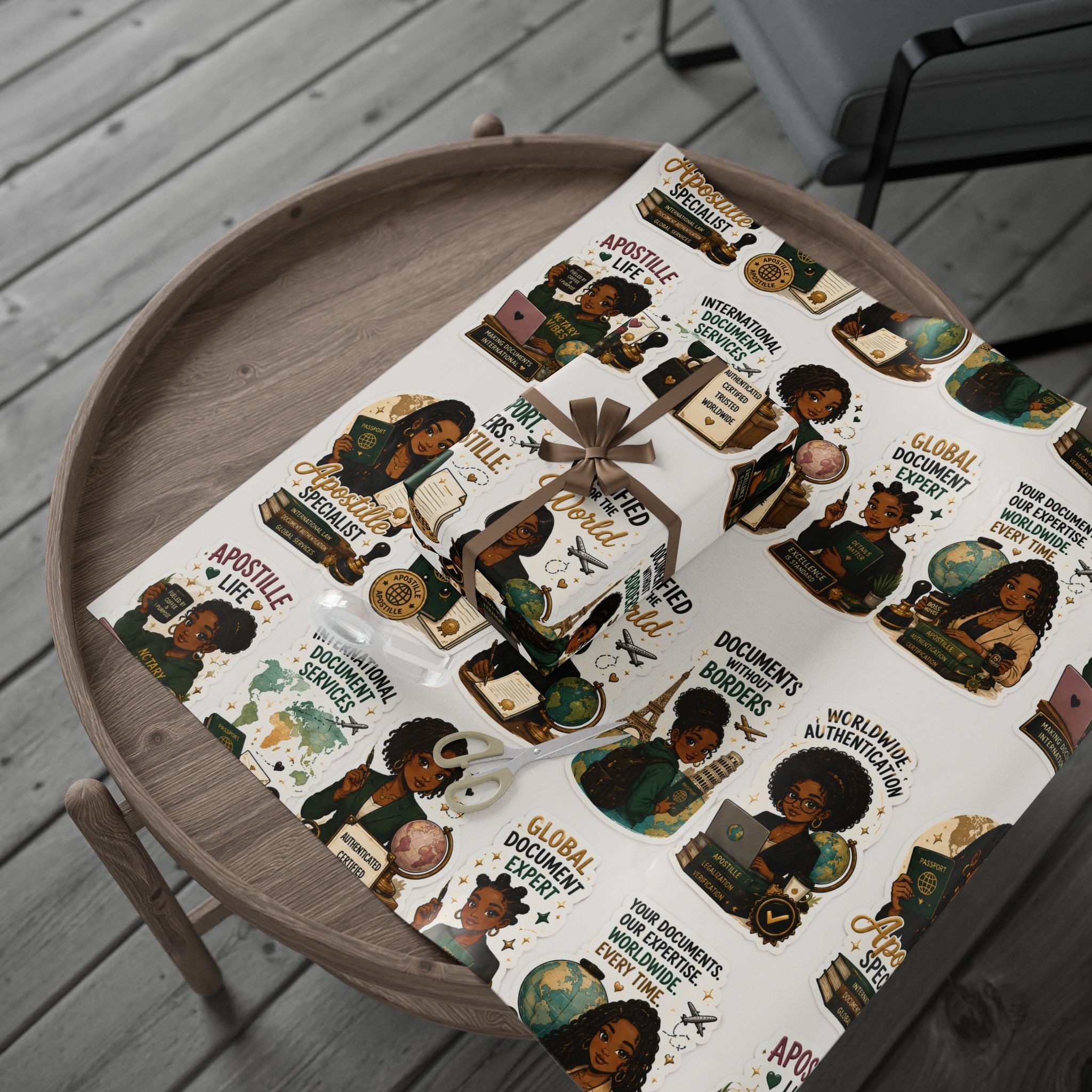 Apostille Around the World Wrapping Paper – International Document Specialist Gift Wrap🌍📜✈️✨