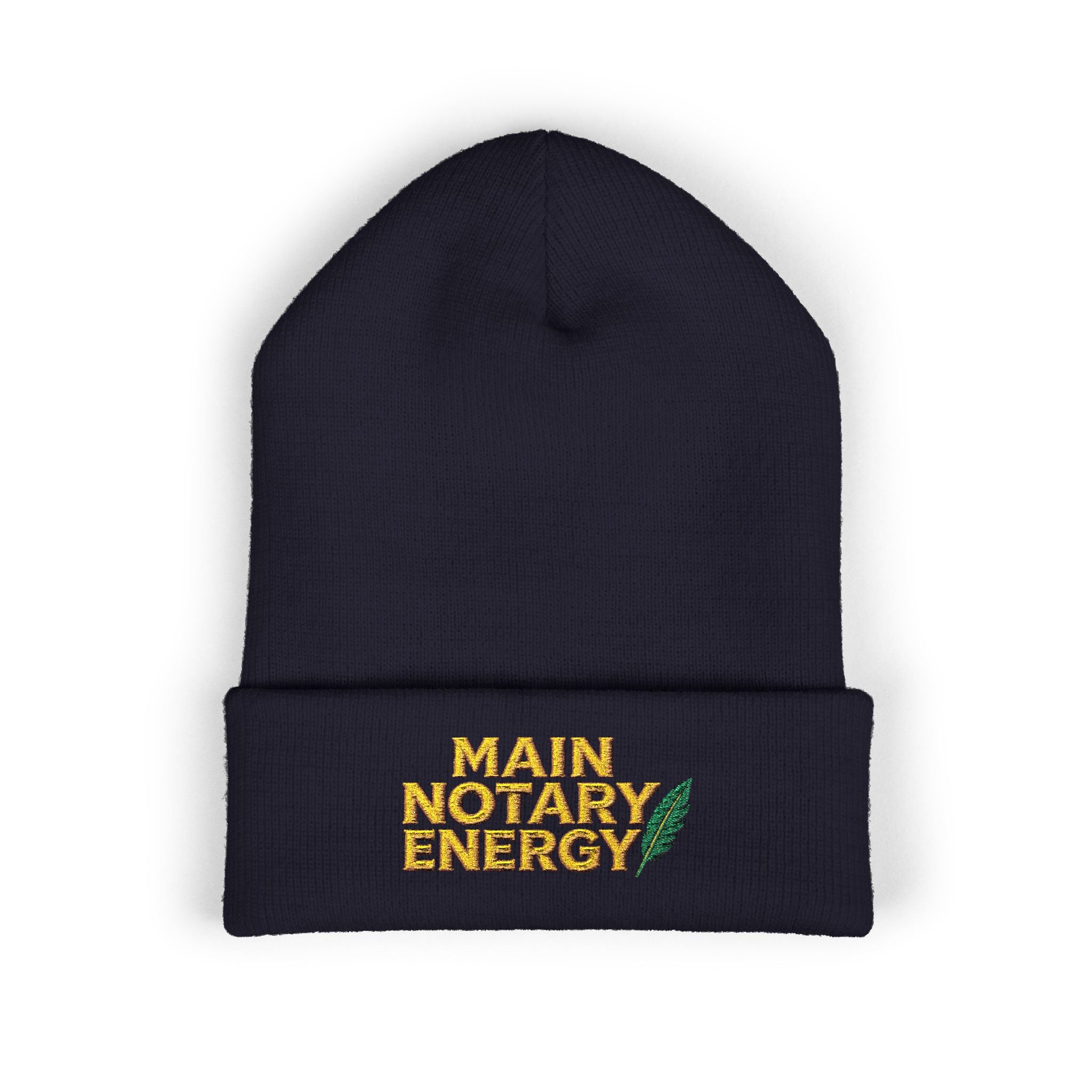 Main Notary Energy Embroidered Cuffed Beanie | Notary Public Gift