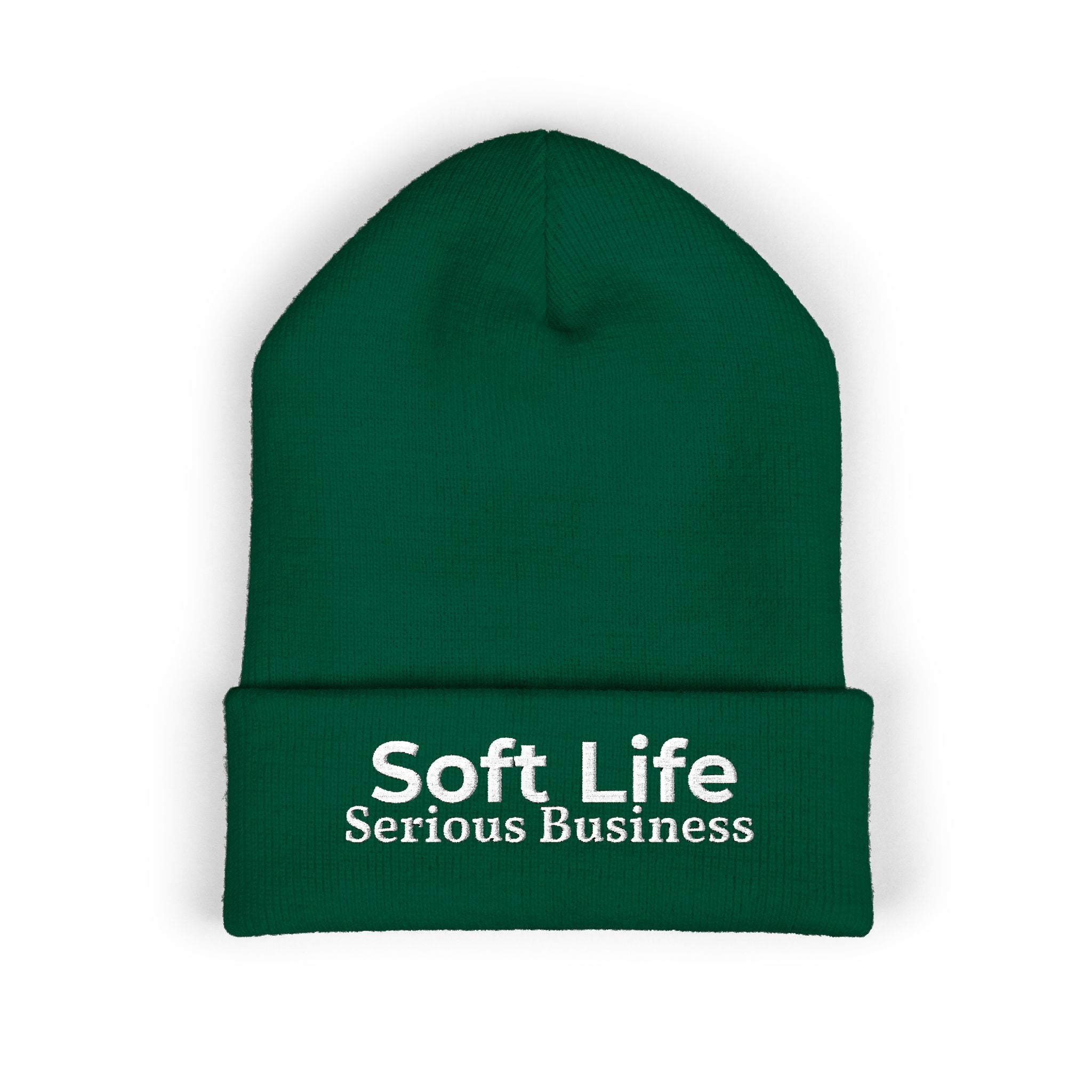 Soft Life. Serious Business. Embroidered Cuffed Beanie | Cozy Entrepreneur Winter Hat