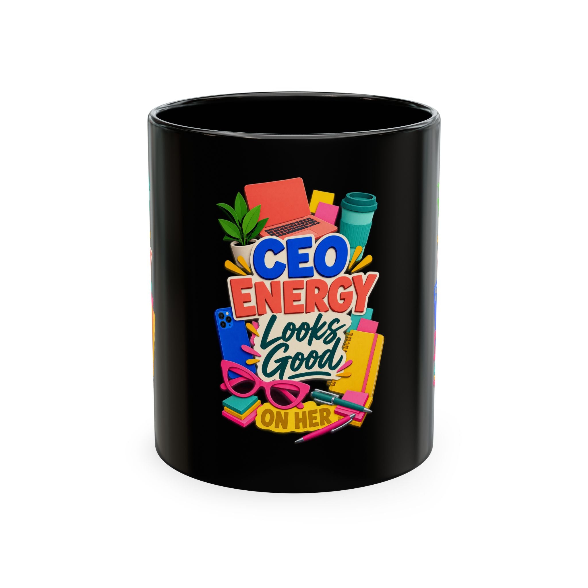 CEO Energy Looks Good on Her Mug | Women in Business Coffee Cup | Female Entrepreneur Gift | Boss Lady Office Mug