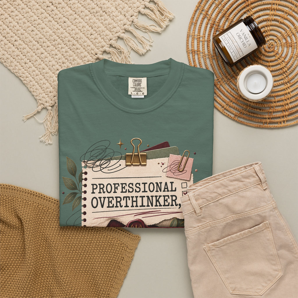 Professional Overthinker Part-Time CEO T-Shirt | Funny Small Business Owner Graphic Tee | Entrepreneur Gift | Garment-Dyed Shirt