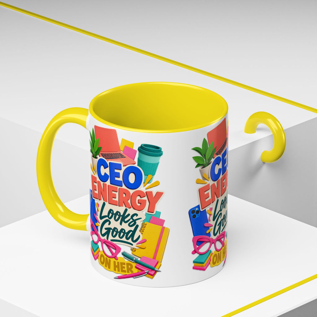 CEO Energy Looks Good on Her Mug | Women in Business Coffee Cup | Female Entrepreneur Gift | Boss Lady Office Mug