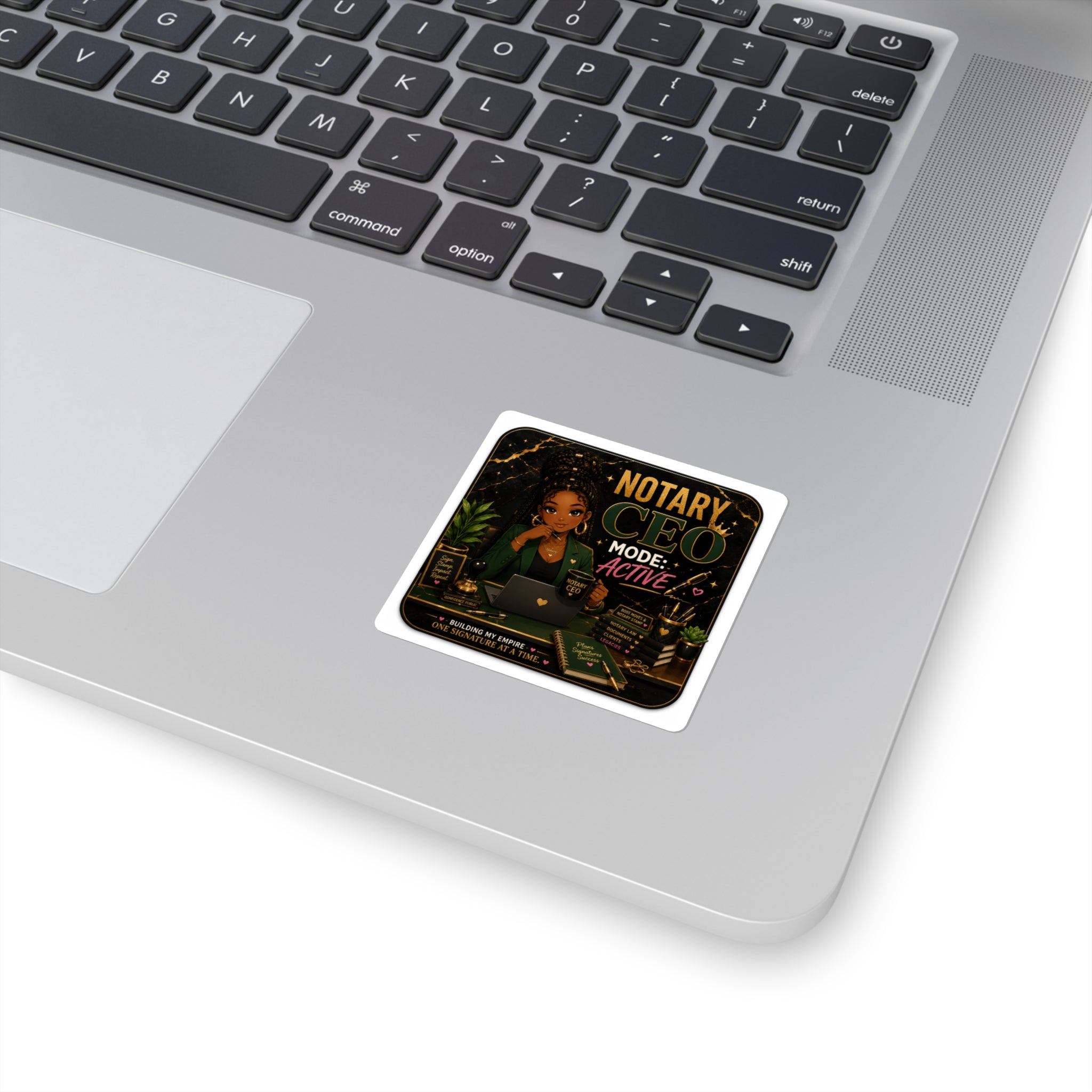 Notary CEO Mode: Active Square Sticker | Black Woman Notary Vinyl Decal