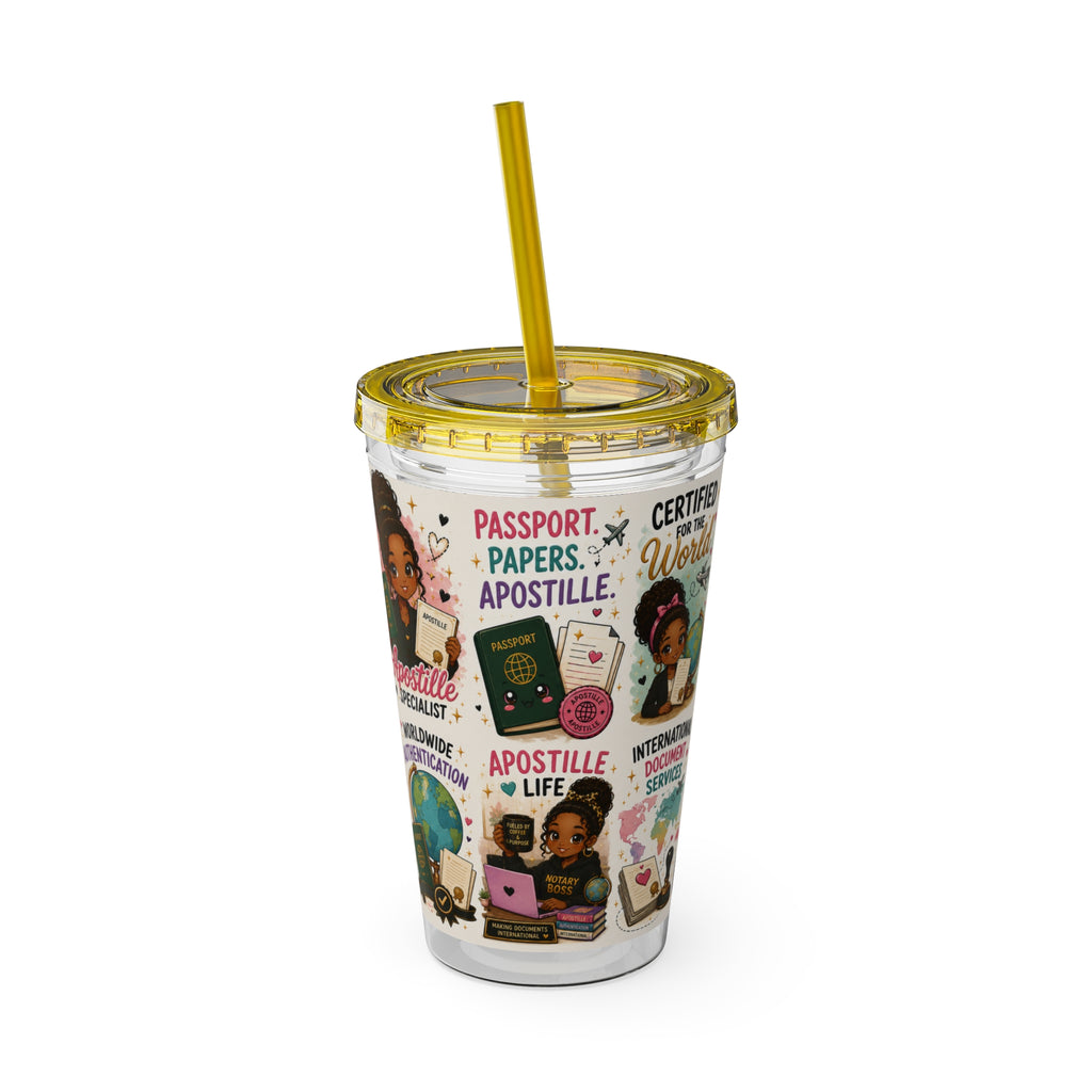 16 oz Acrylic Tumbler – Apostille Specialist Travel Collection | Double-Wall Notary Cup with Straw