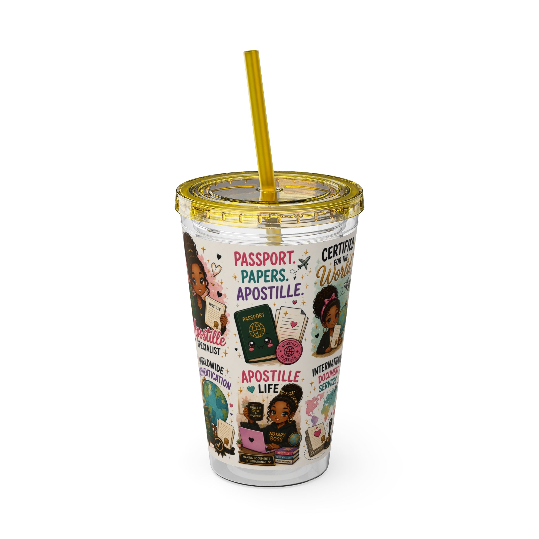 16 oz Acrylic Tumbler – Apostille Specialist Travel Collection | Double-Wall Notary Cup with Straw