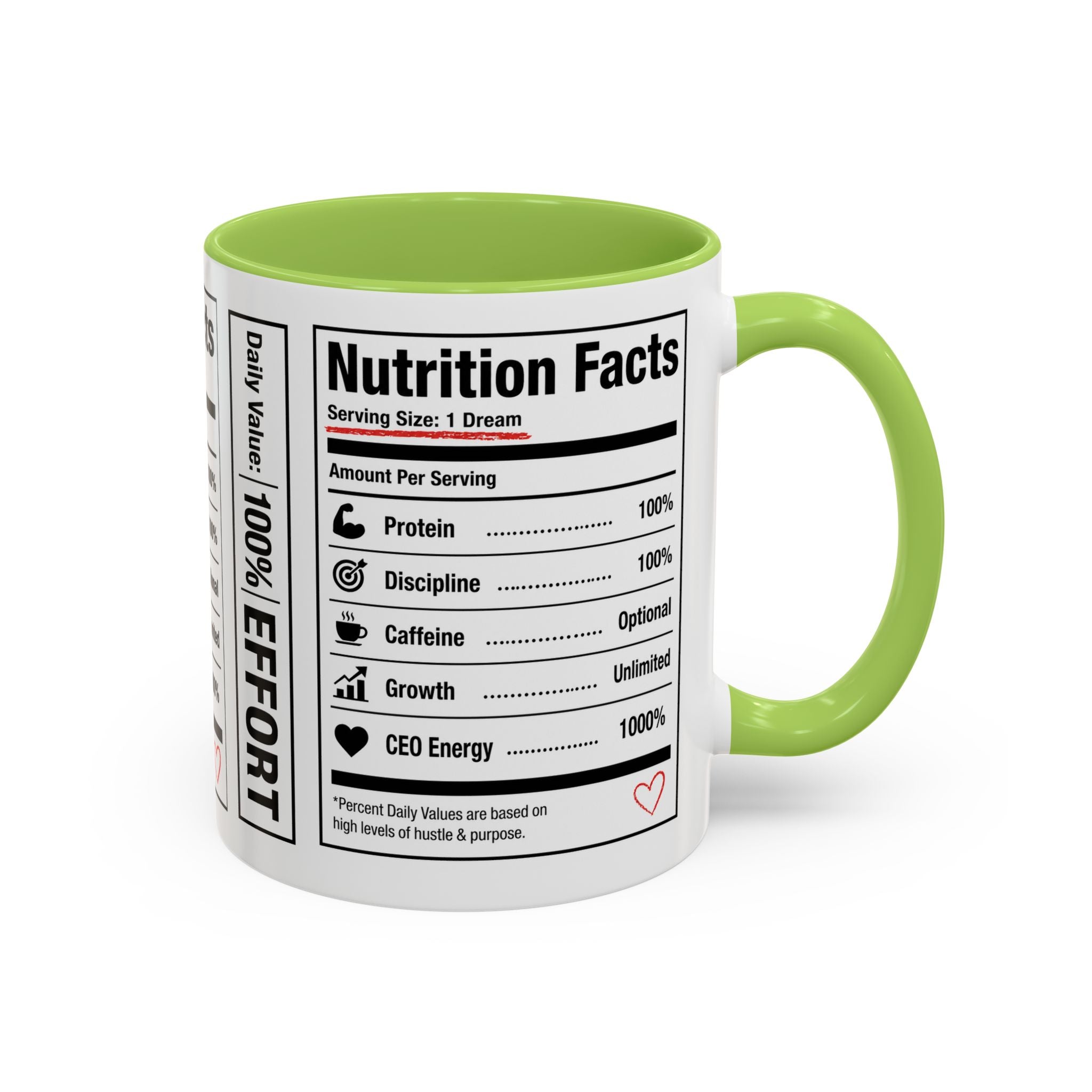 Entrepreneur Nutrition Facts Accent Coffee Mug | CEO Motivation Coffee Cup (11oz, 15oz)