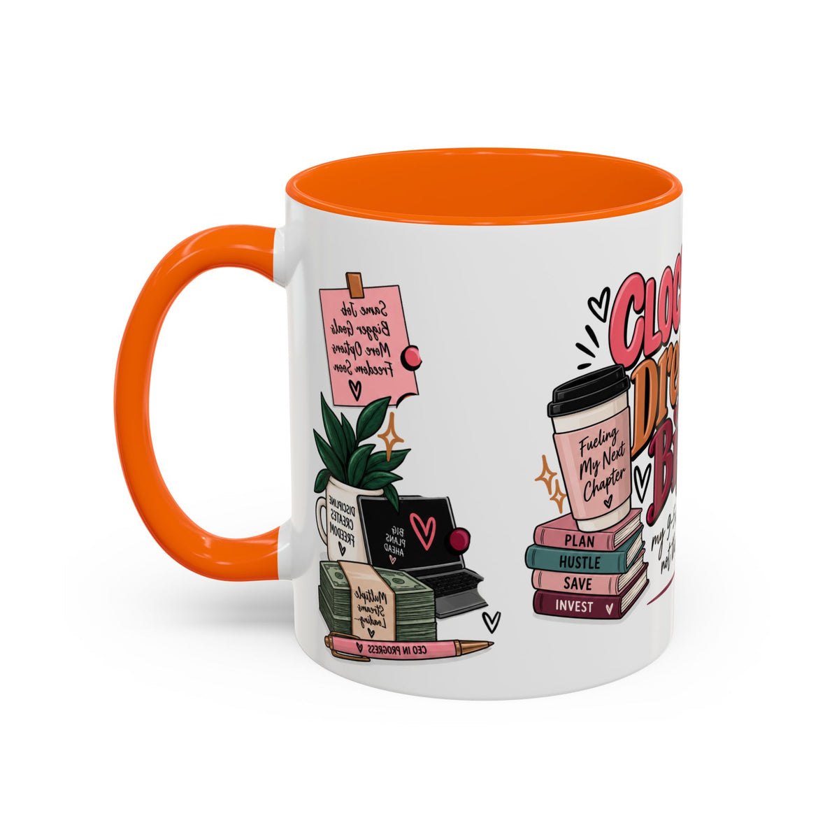 Clocked In, Dreaming Bigger Ceramic Mug — Side Hustle & Entrepreneur Coffee Cup
