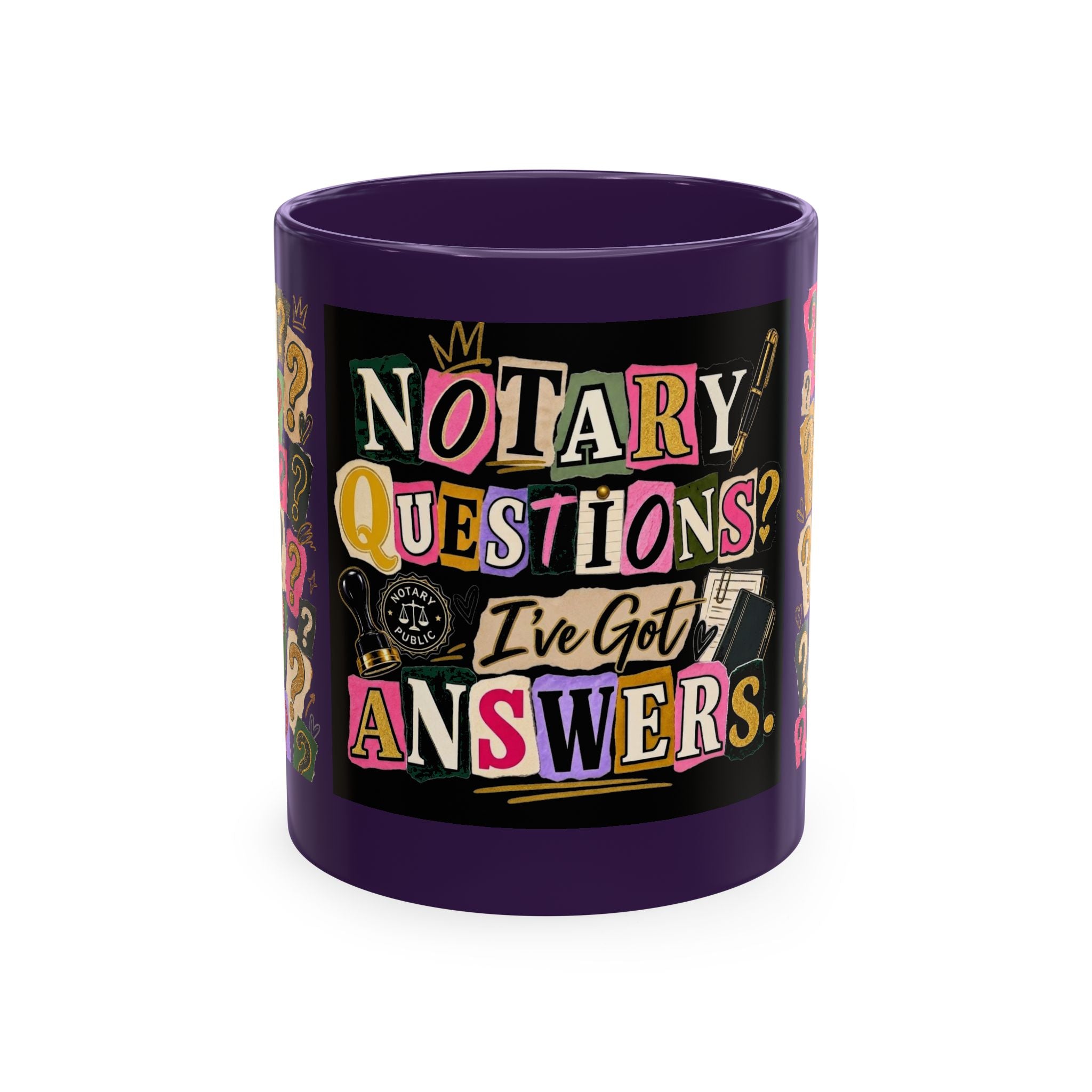 Notary Questions? I’ve Got Answers Ceramic Mug — Colorful Notary Public Coffee Cup