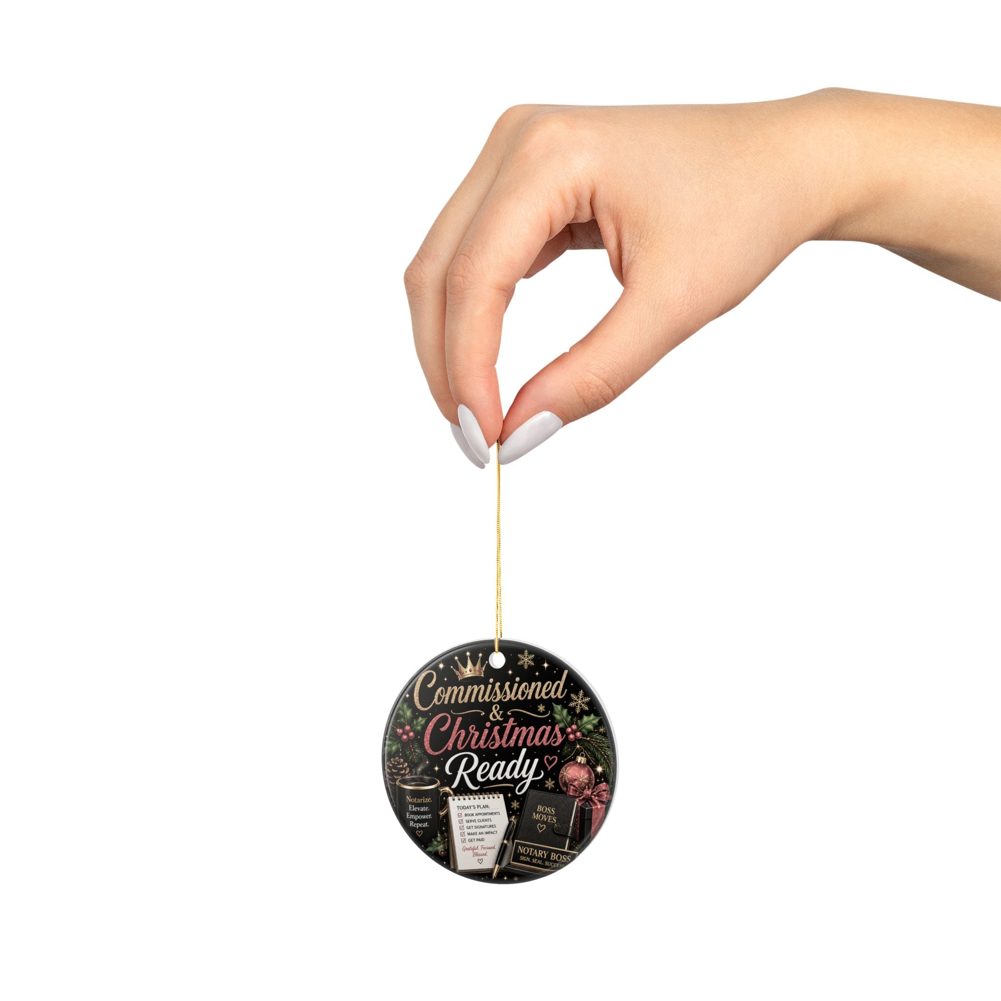 Commissioned & Christmas Ready Ceramic Ornament – Funny Notary Christmas Gift