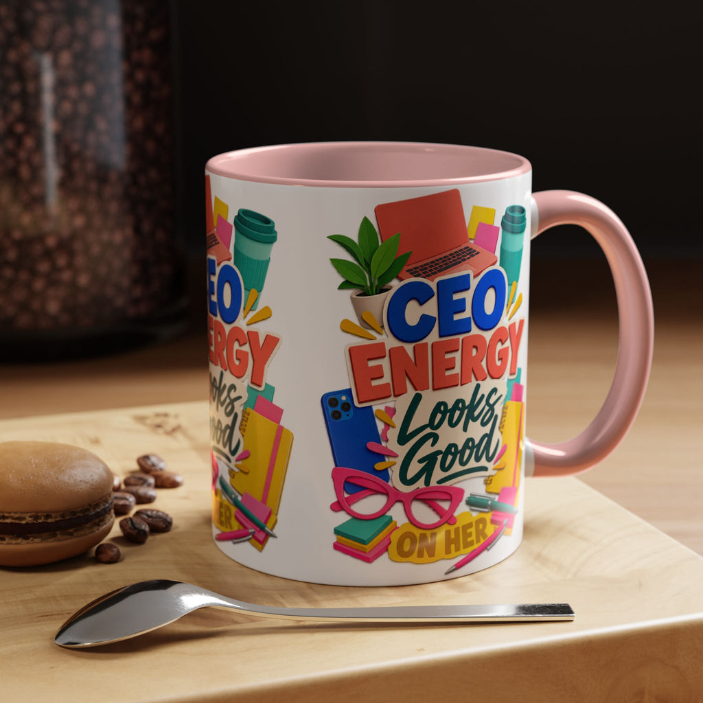 CEO Energy Looks Good on Her Mug | Women in Business Coffee Cup | Female Entrepreneur Gift | Boss Lady Office Mug
