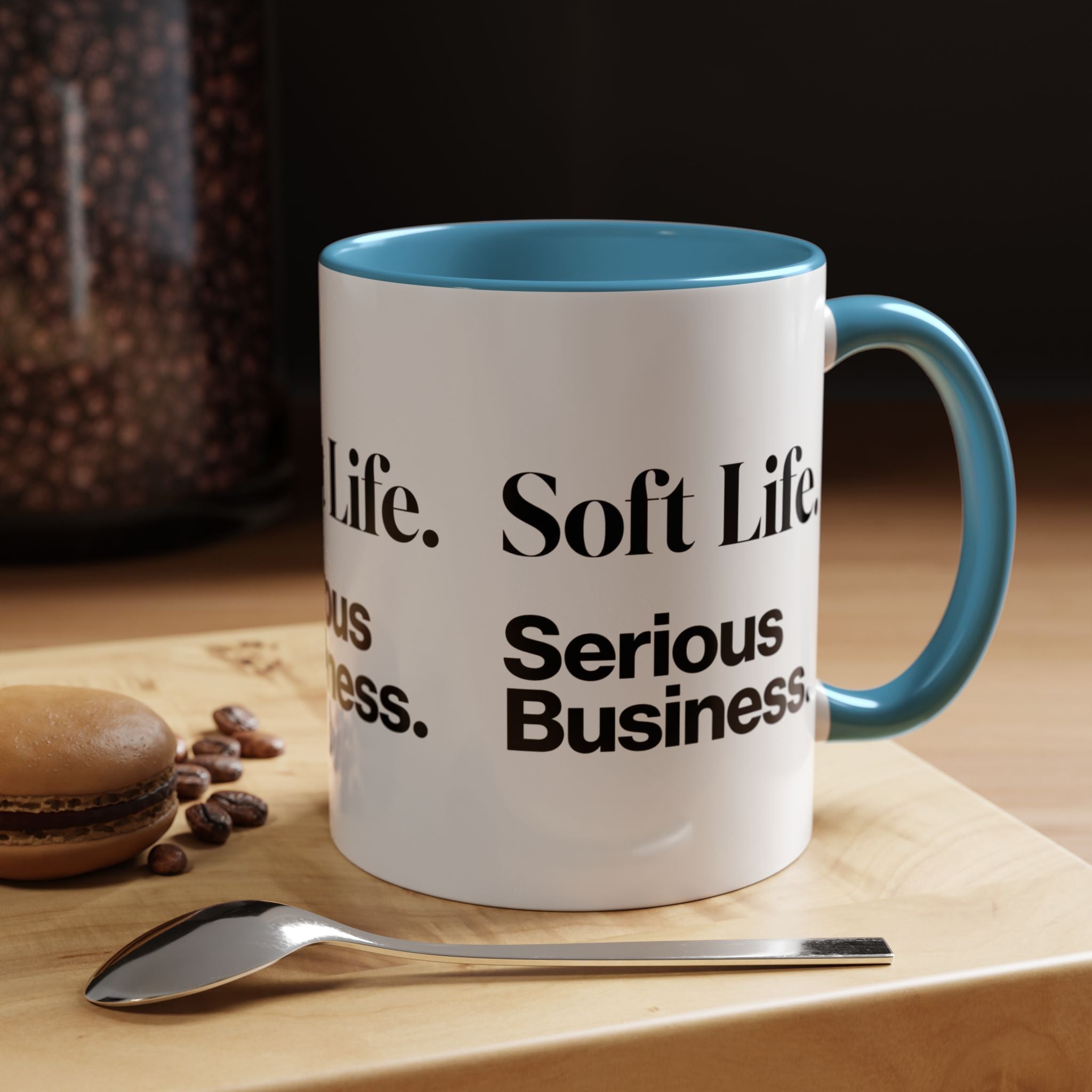 Soft Life. Serious Business. Accent Mug — Entrepreneur & Business Owner Coffee Cup
