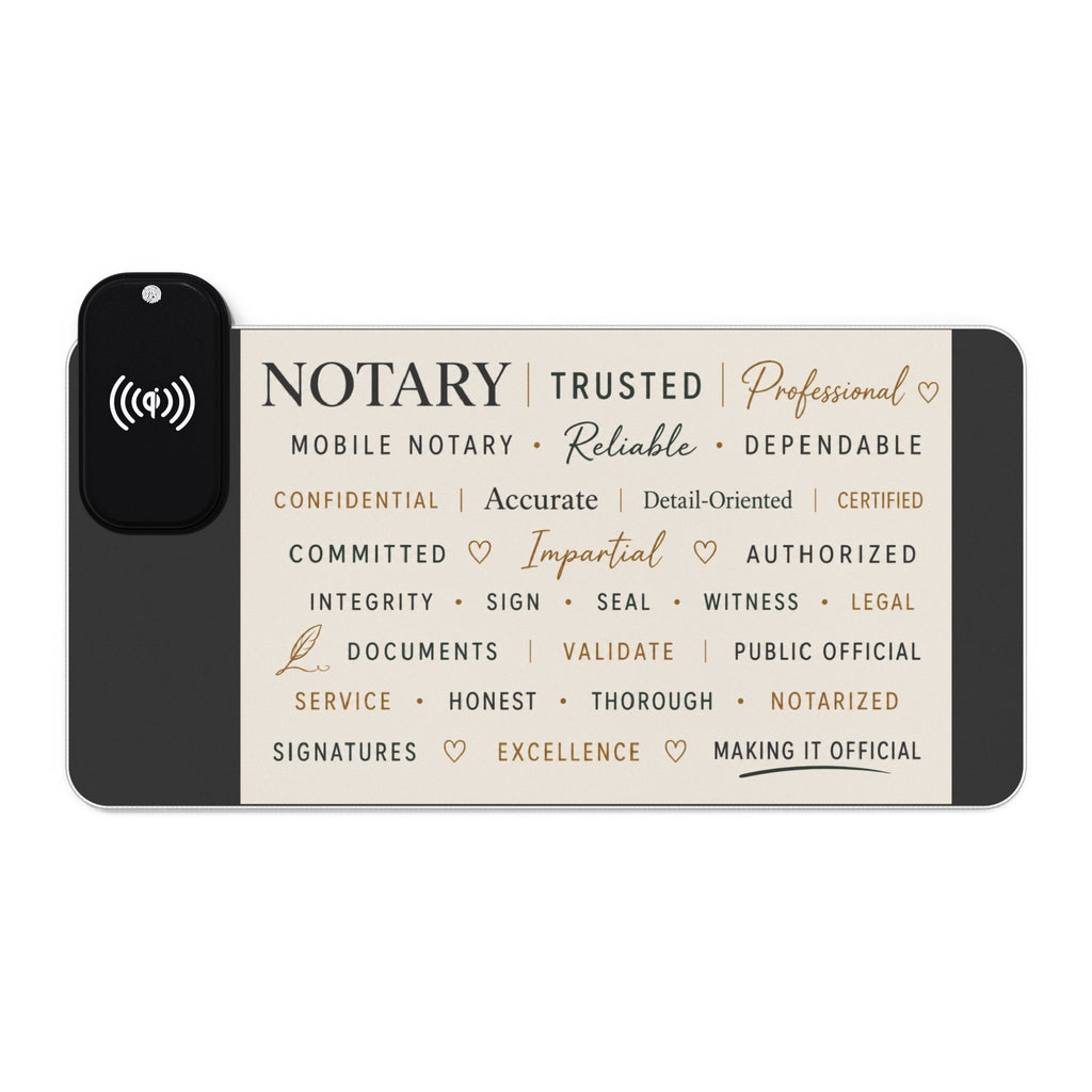 Professional Notary Wireless Charging Desk Mat with RGB Lighting