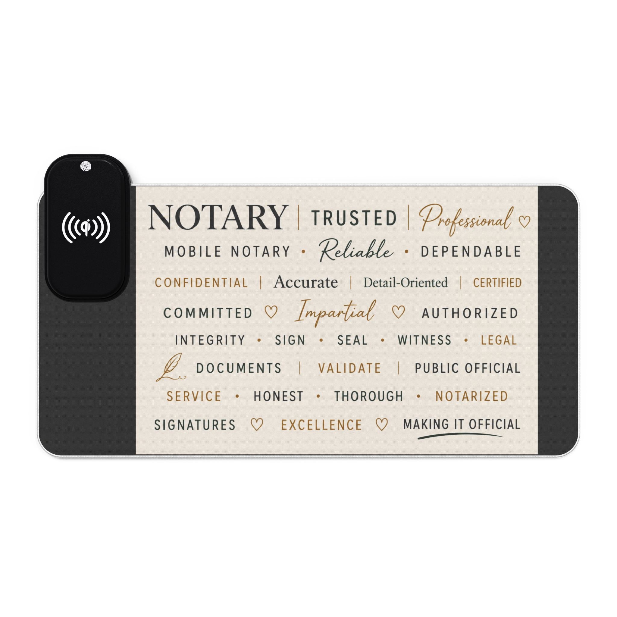 Professional Notary Wireless Charging Desk Mat with RGB Lighting
