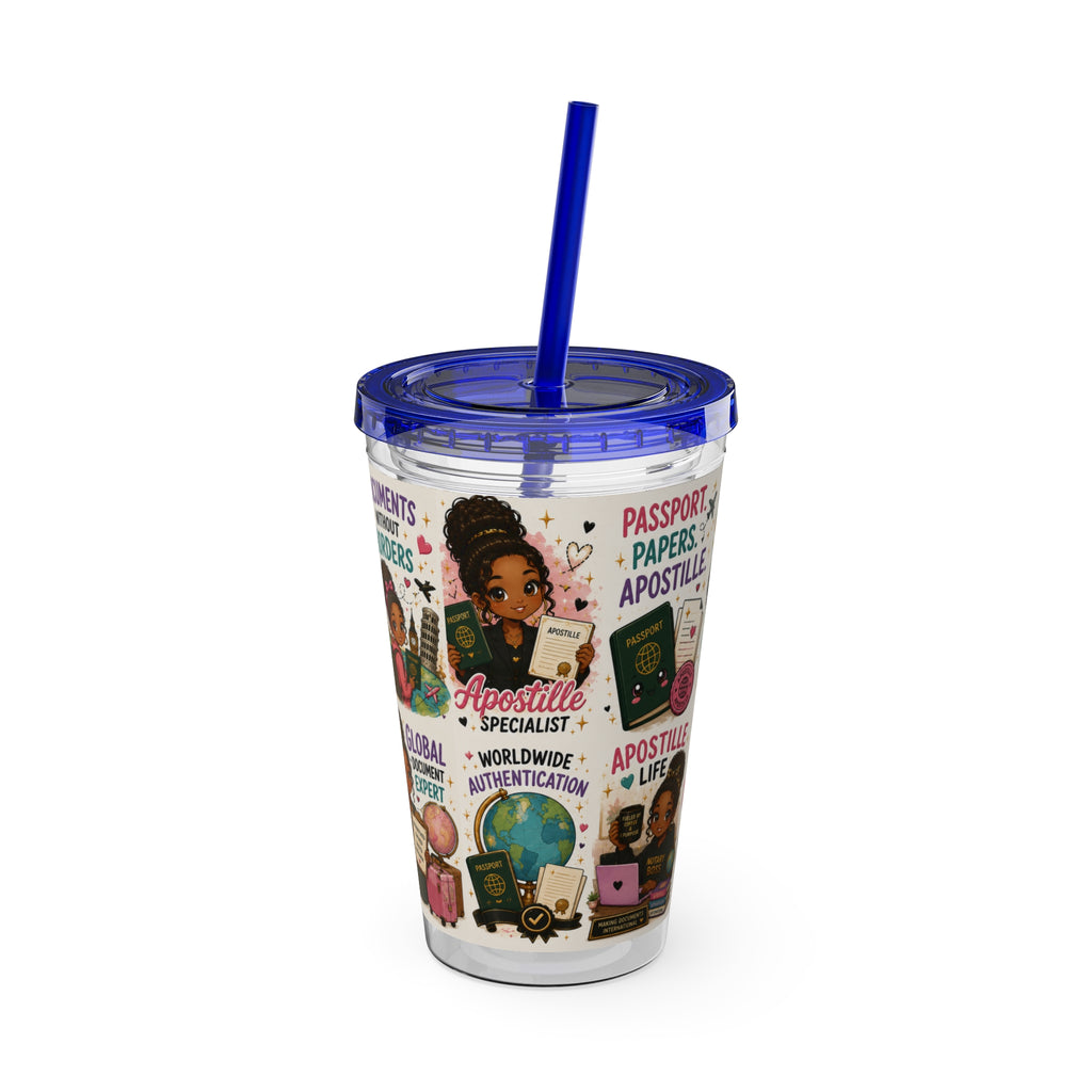 16 oz Acrylic Tumbler – Apostille Specialist Travel Collection | Double-Wall Notary Cup with Straw
