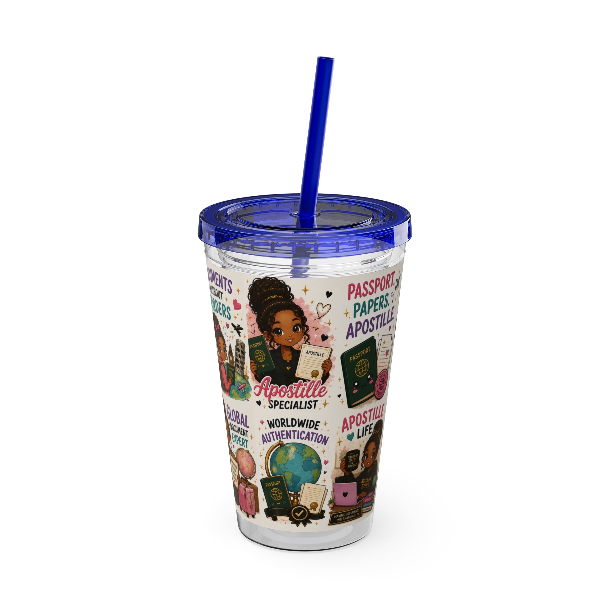 16 oz Acrylic Tumbler – Apostille Specialist Travel Collection | Double-Wall Notary Cup with Straw
