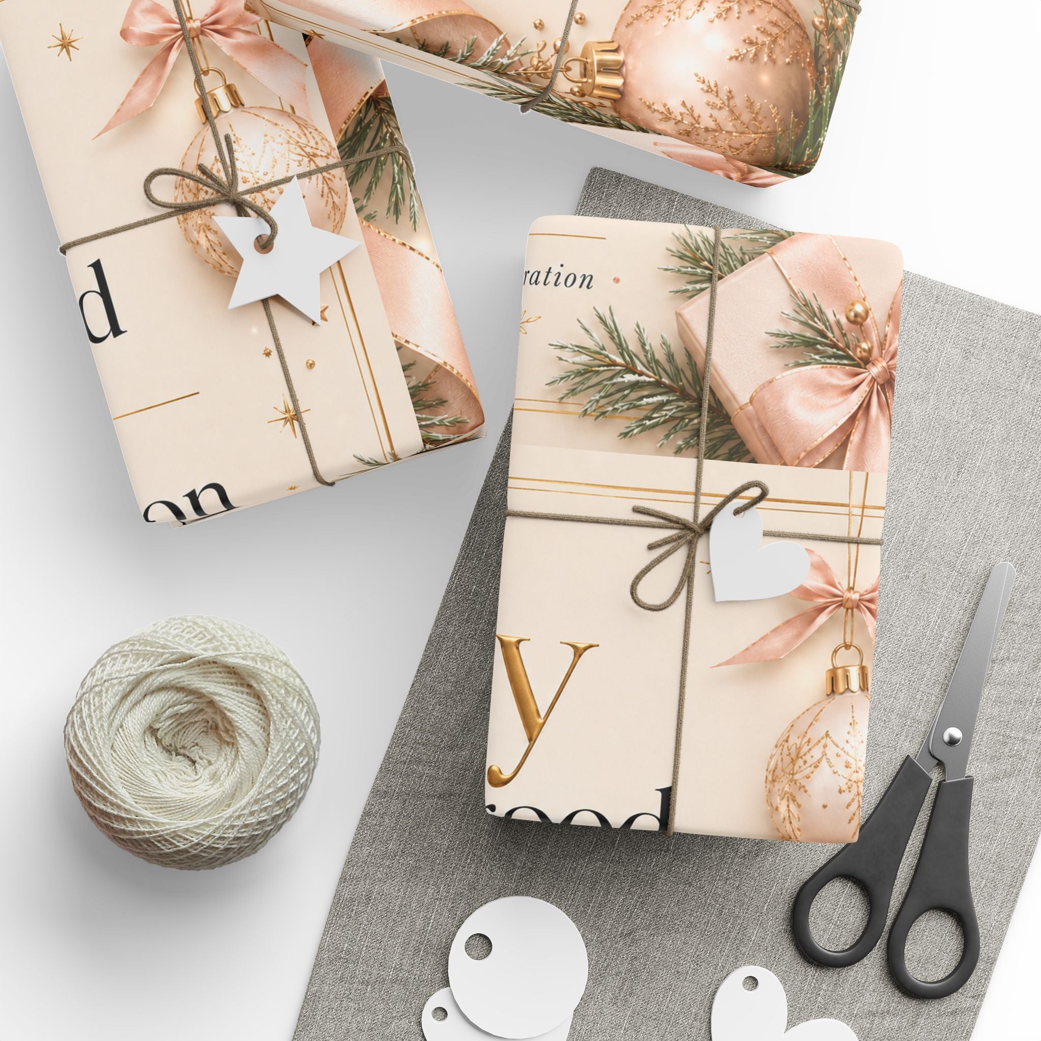 🎄 Joy Looks Good on You Wrapping Paper – Inspirational Holiday Gift Wrap ✨(Elegant Rose Gold & Pine)