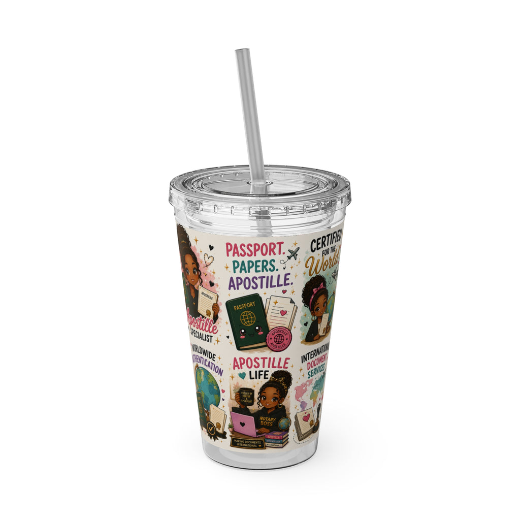16 oz Acrylic Tumbler – Apostille Specialist Travel Collection | Double-Wall Notary Cup with Straw